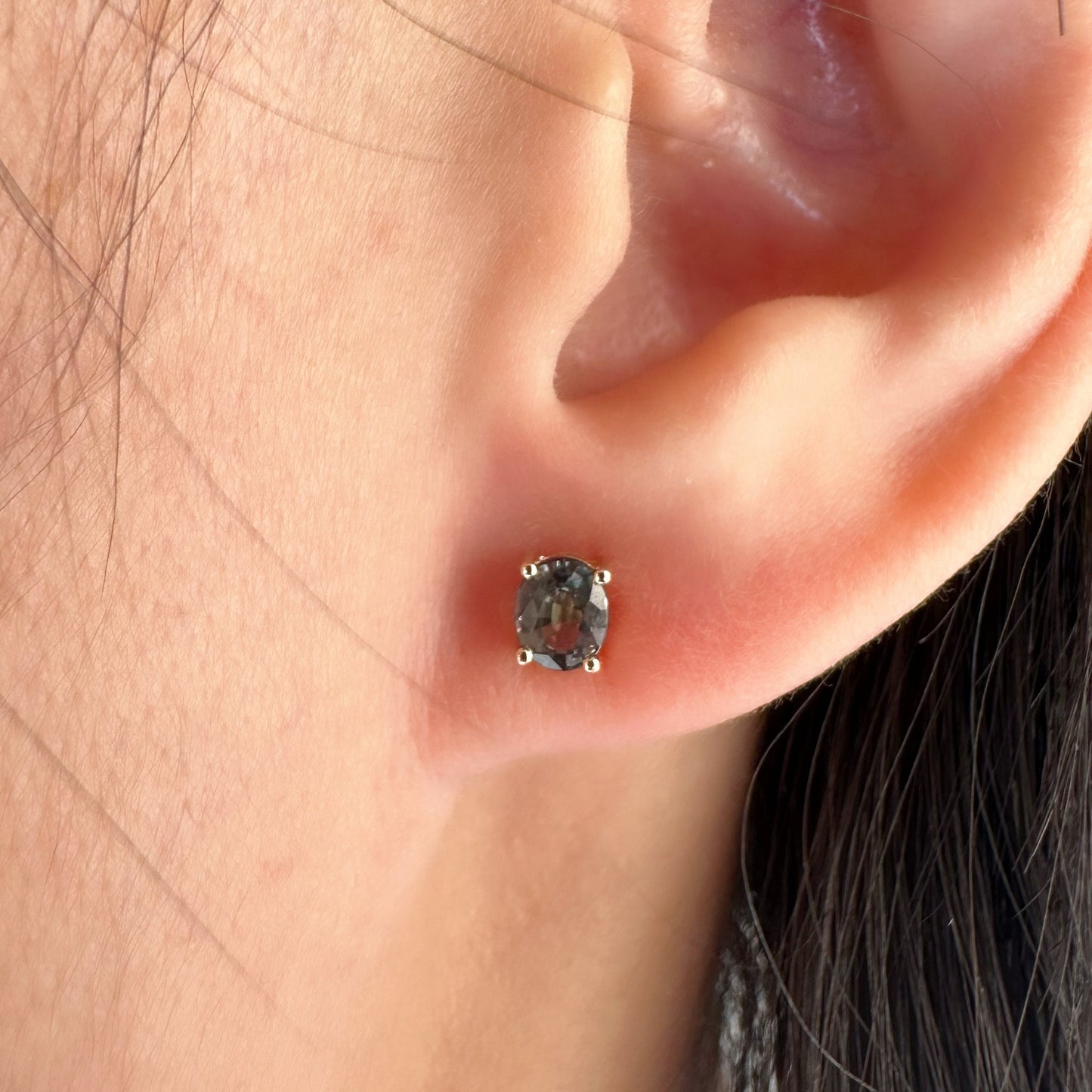 14K Solid White or Yellow Gold / 18K Solid White Gold Genuine Green Sapphire Oval Studs/Pair
