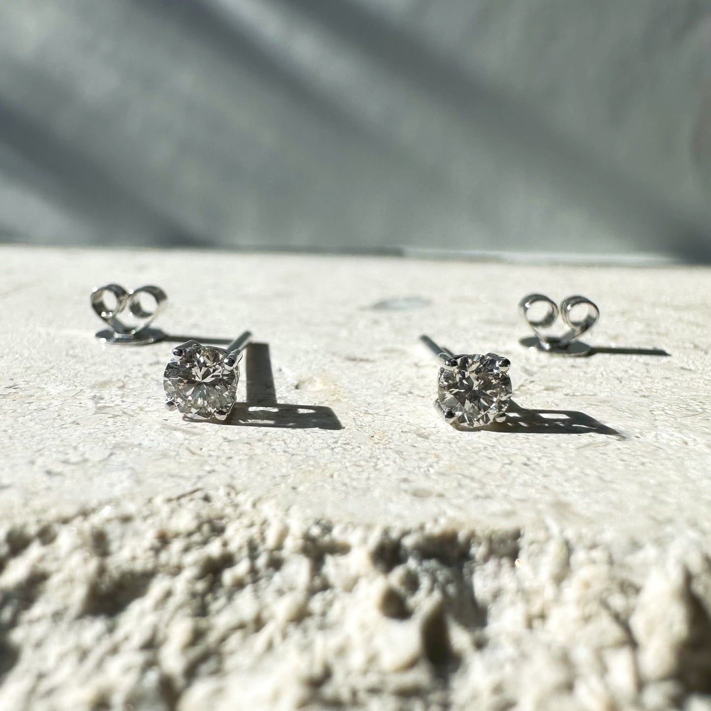 14K Solid Gold Genuine Diamond 0.32 Carat Studs/Pair