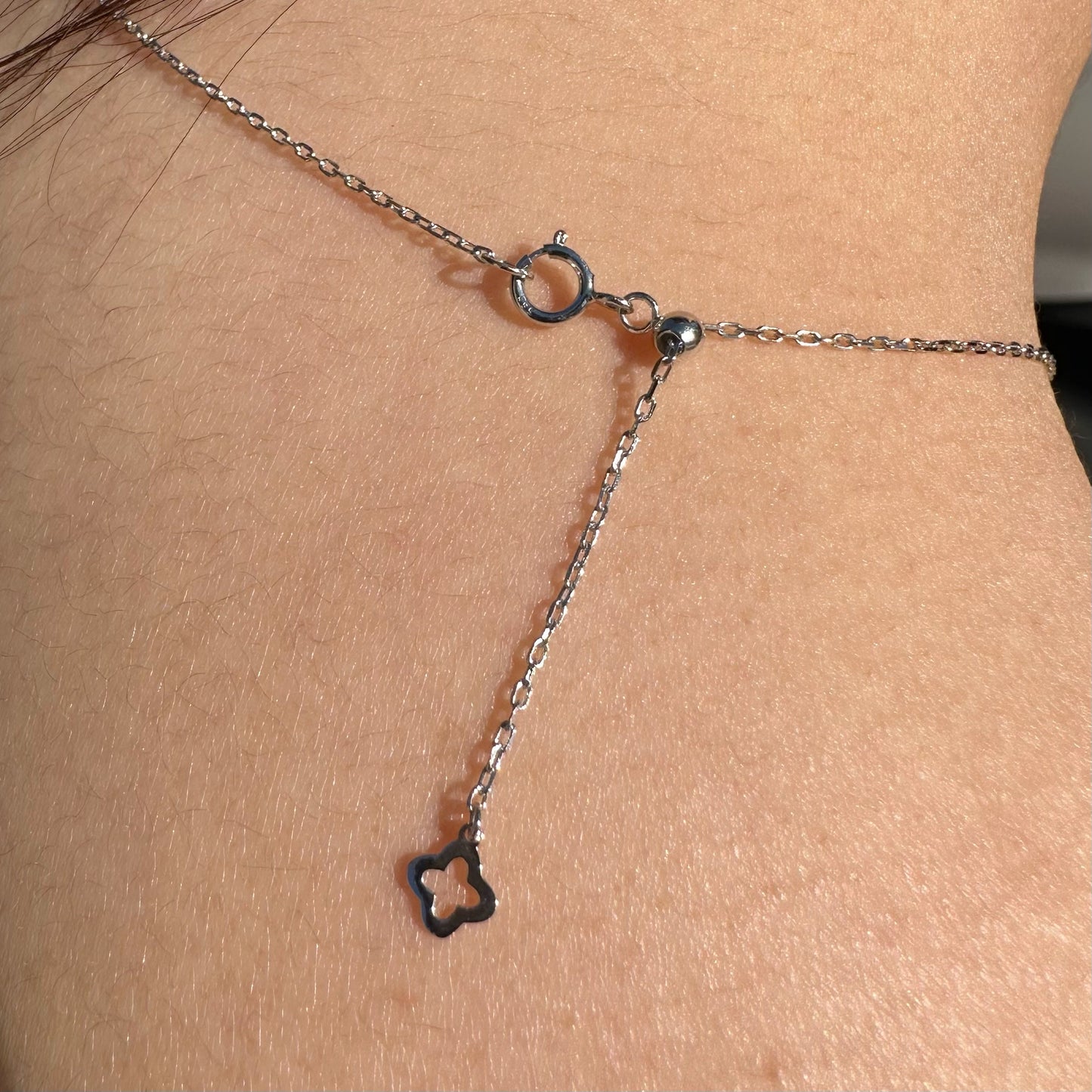 14K Solid Gold Genuine Akoya Pearl and Diamond Clover Necklace