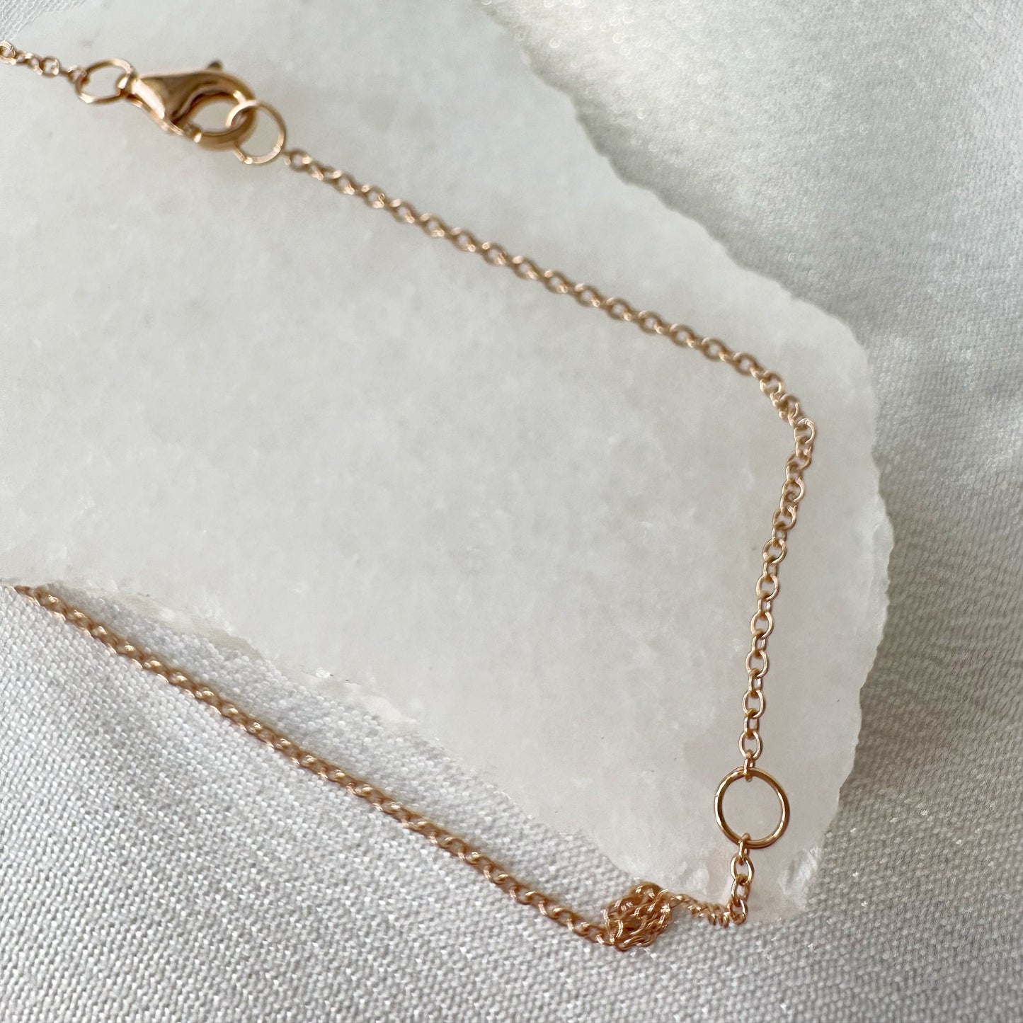 18K Solid Rose Gold Diamond and Pearl Bar Necklace