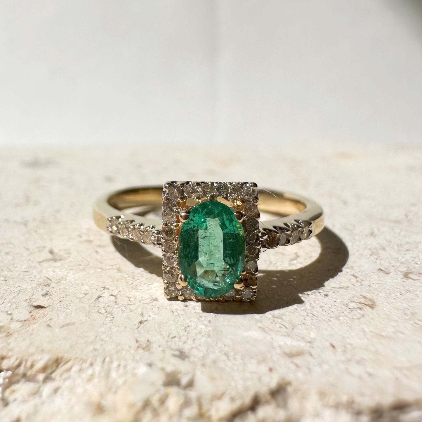 14K Solid Gold Genuine Emerald and Diamond Ring/Promise Ring/Engagement Ring