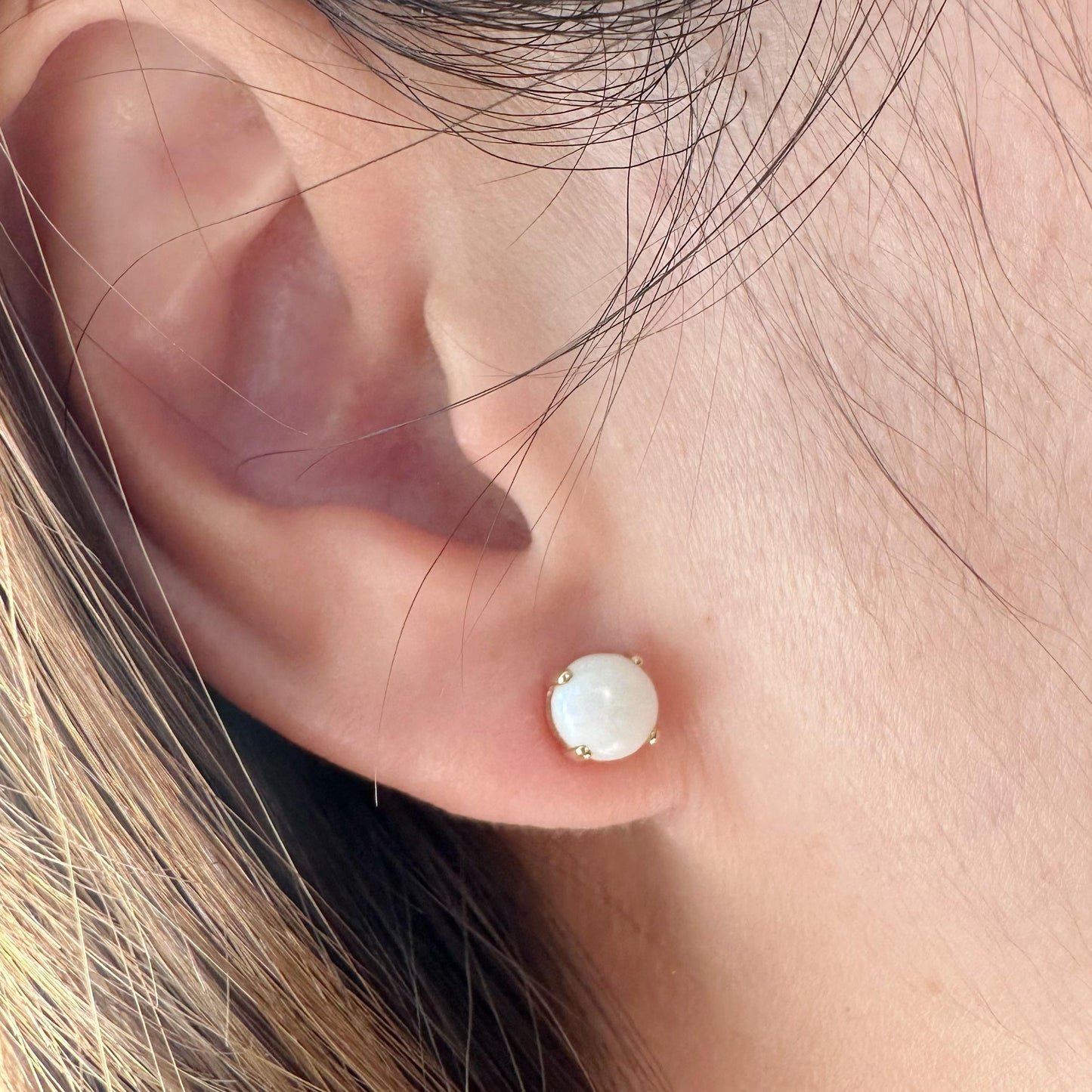 14K Solid Gold 6mm Australian Genuine Opal Studs