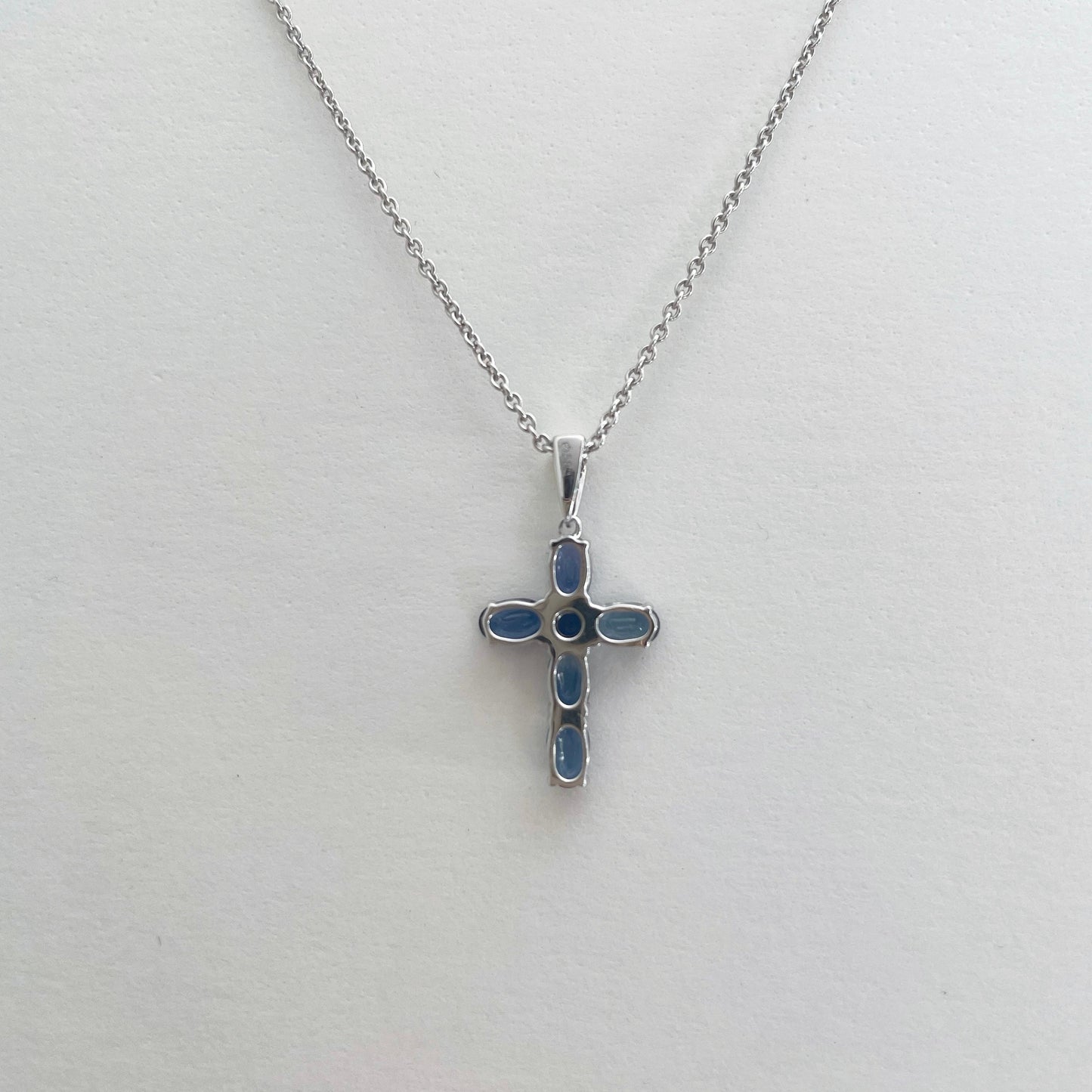 14K Solid Gold Genuine Sapphire Cross Pendant (pendant only)