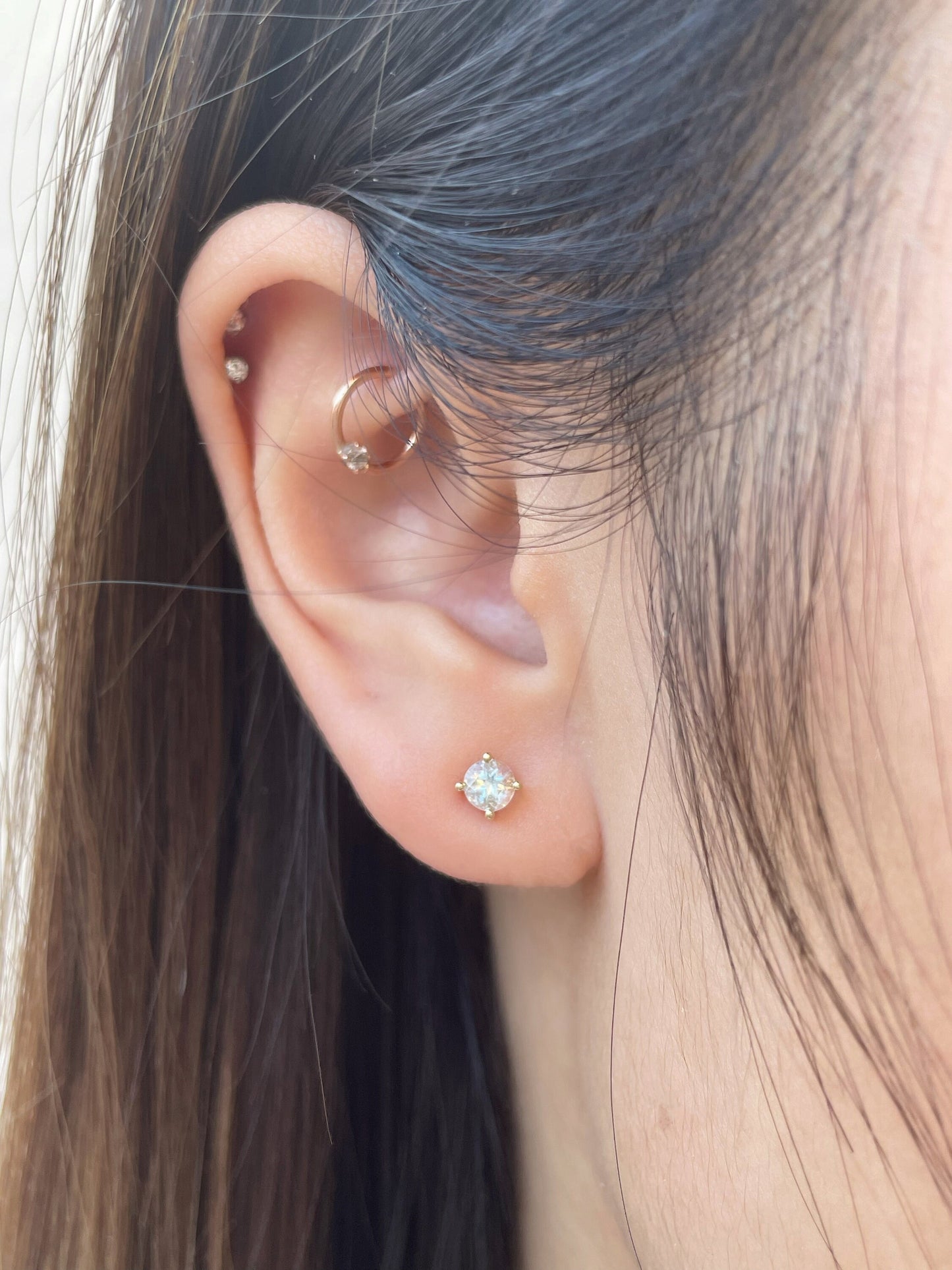 14K Solid Gold Genuine Aquamarine Studs