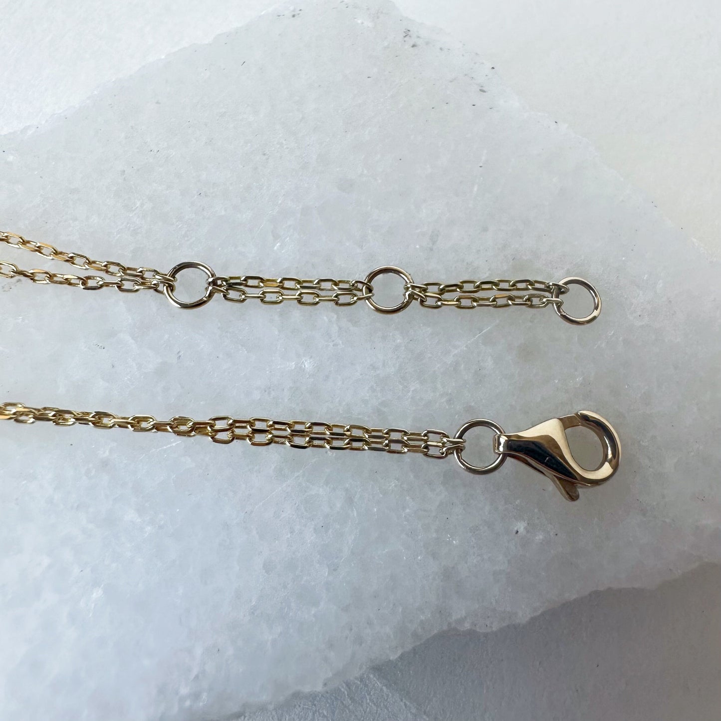 14K Solid Gold Genuine Emerald and Diamond Double Chain Bracelet