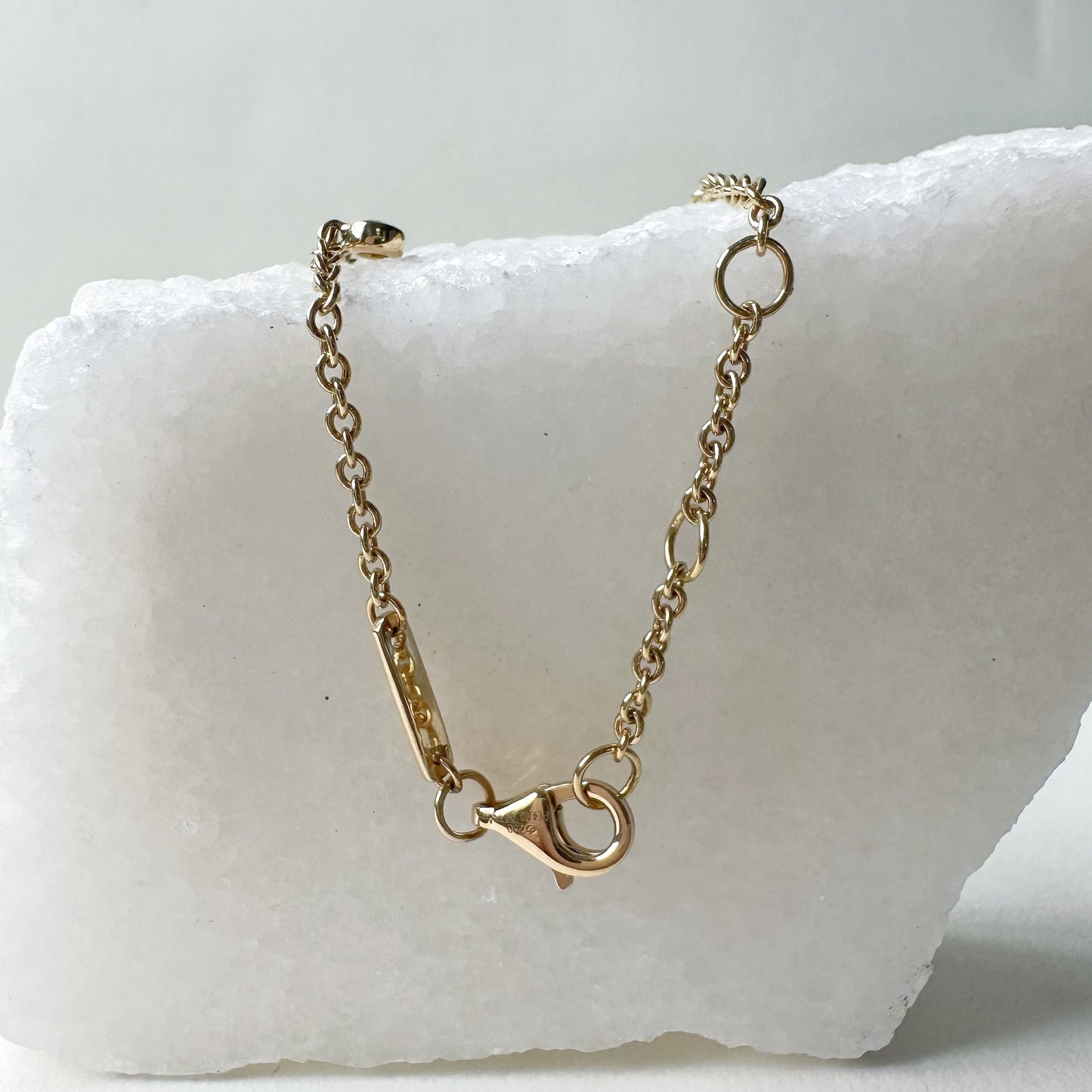 18K Solid Gold Genuine Pearl and Diamond Bracelet