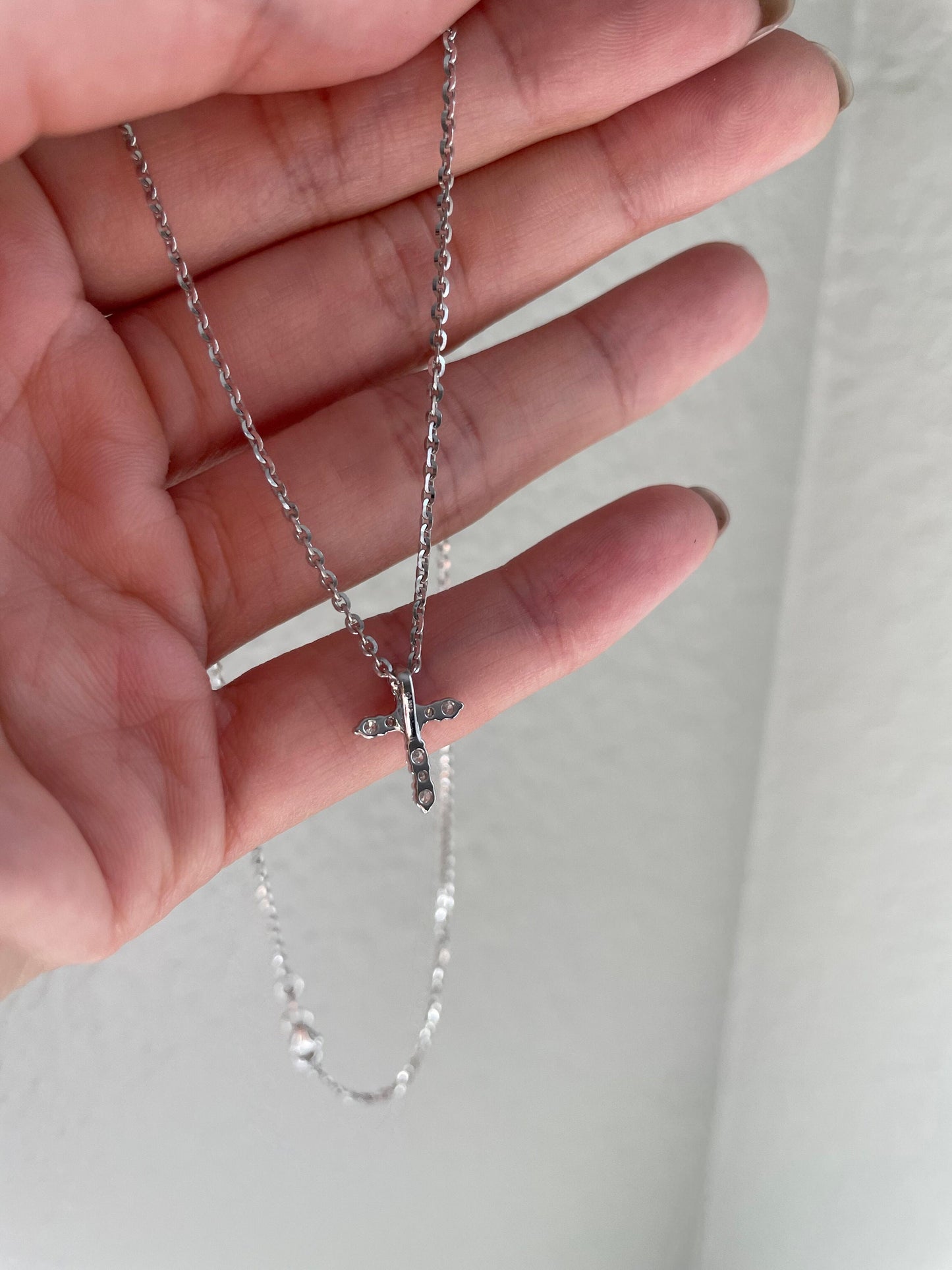 14K Solid Gold Diamond Cross Pendant