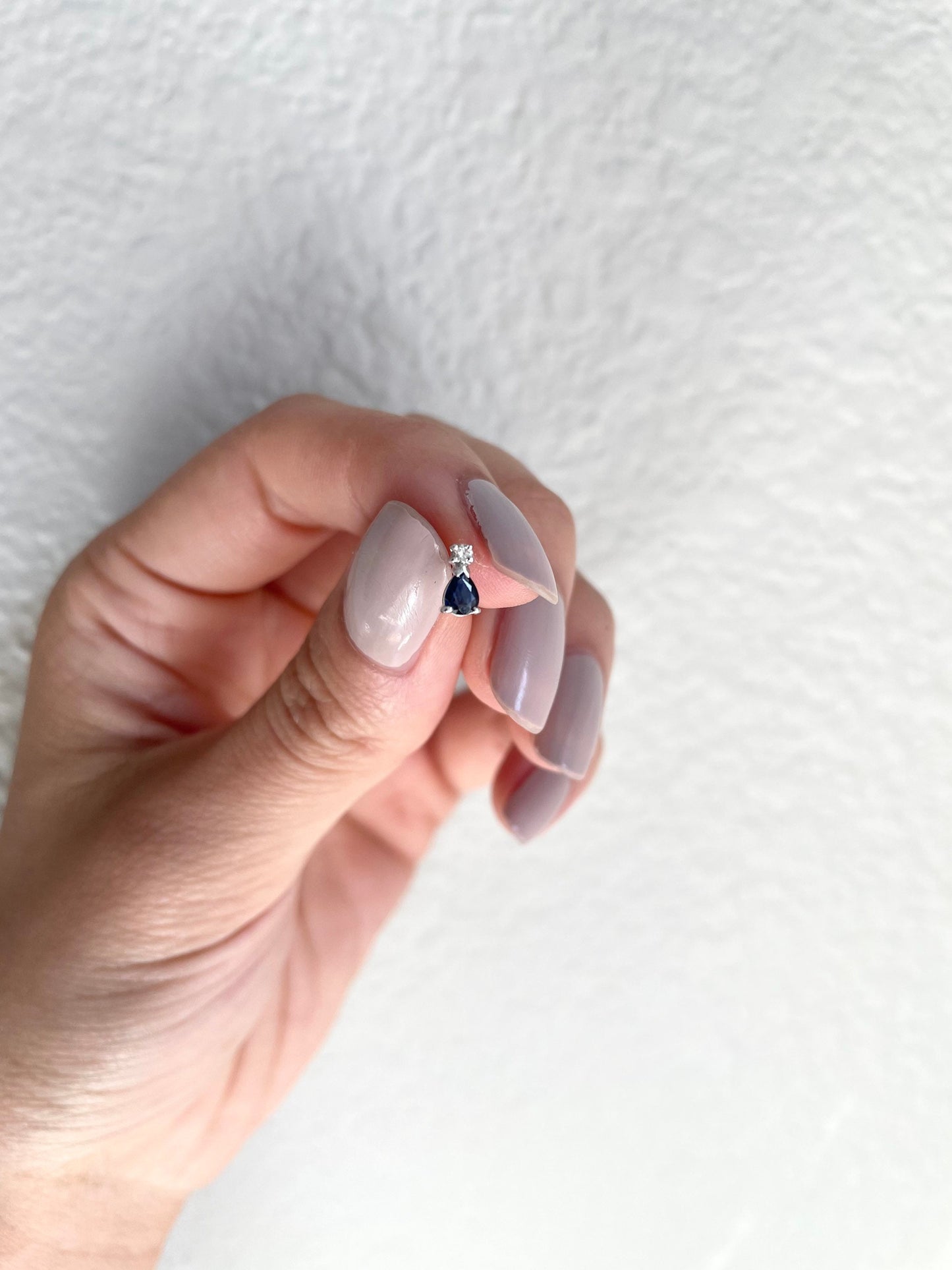 14K Solid Gold Sapphire Diamond Studs