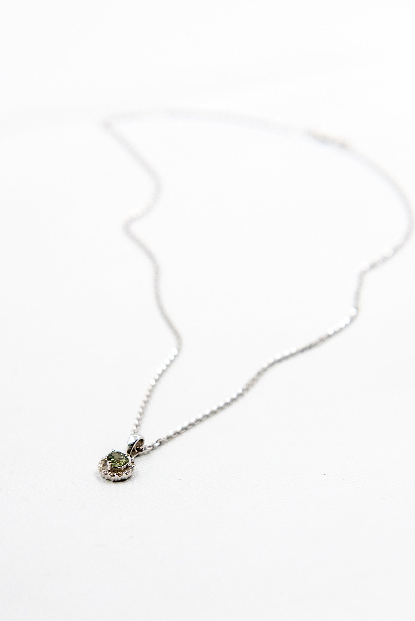 14K Solid Gold Green Sapphire Diamond Pendant