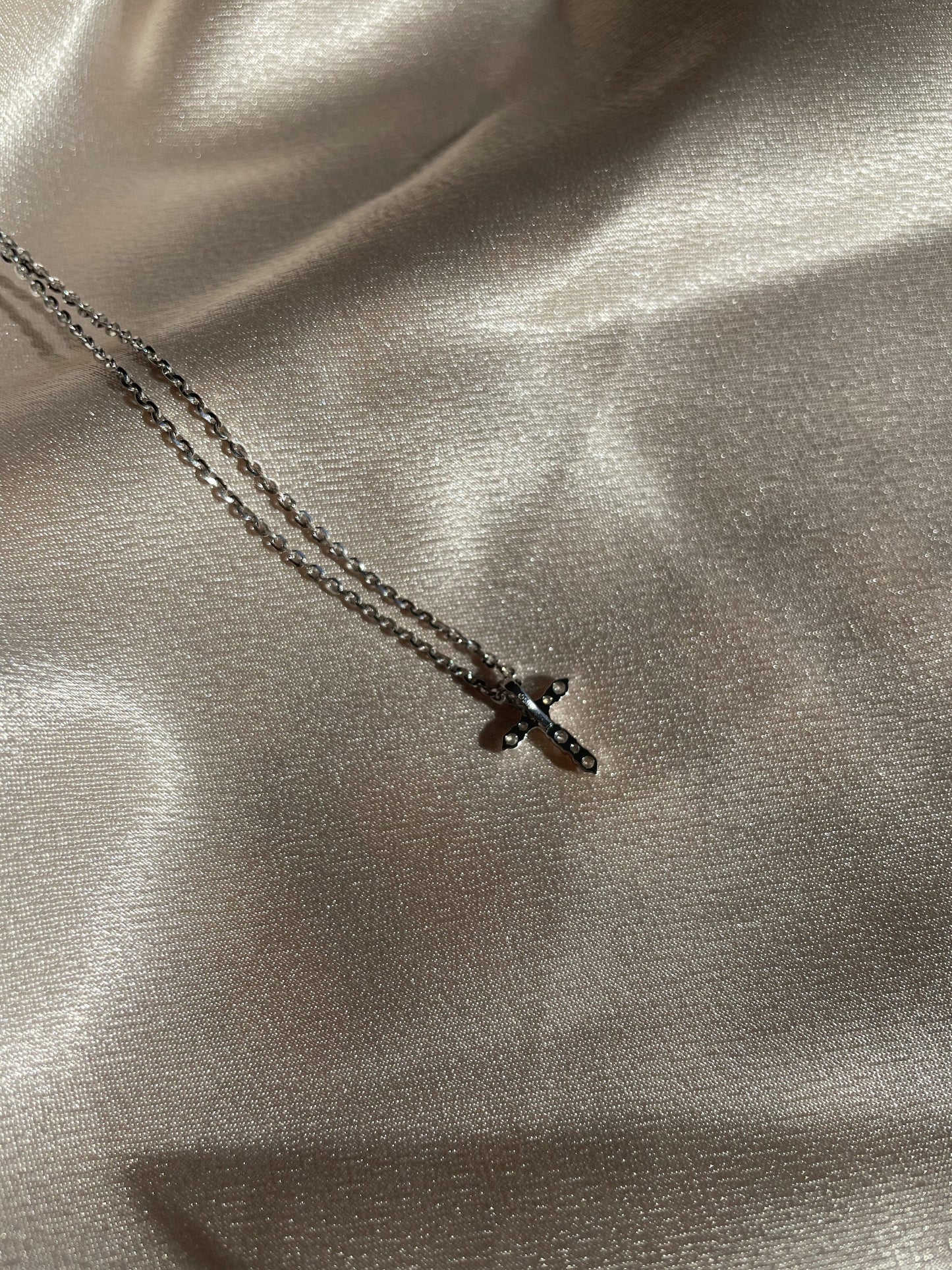 14K Solid Gold Diamond Cross Pendant