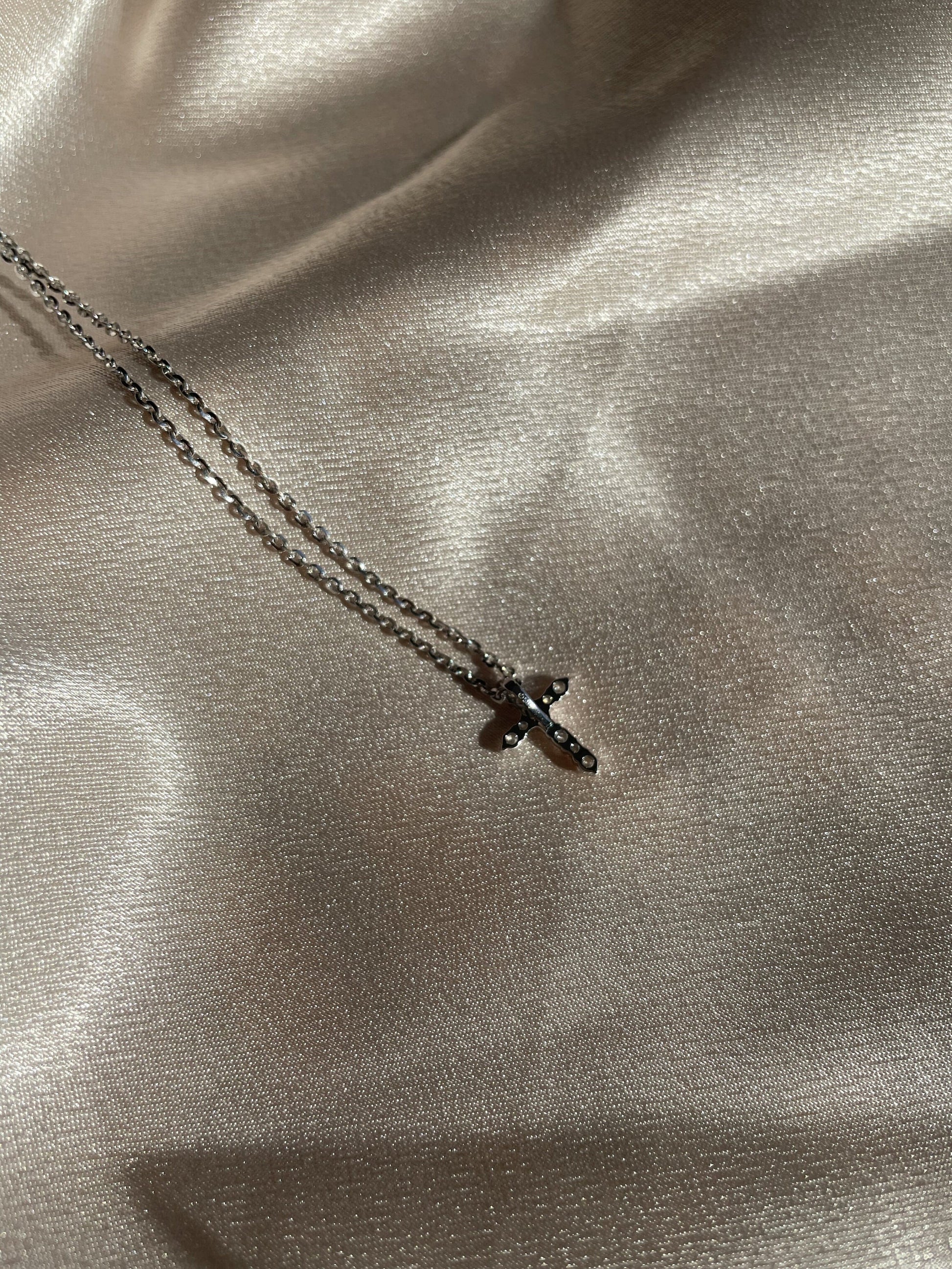 14K Solid Gold Diamond Cross Pendant