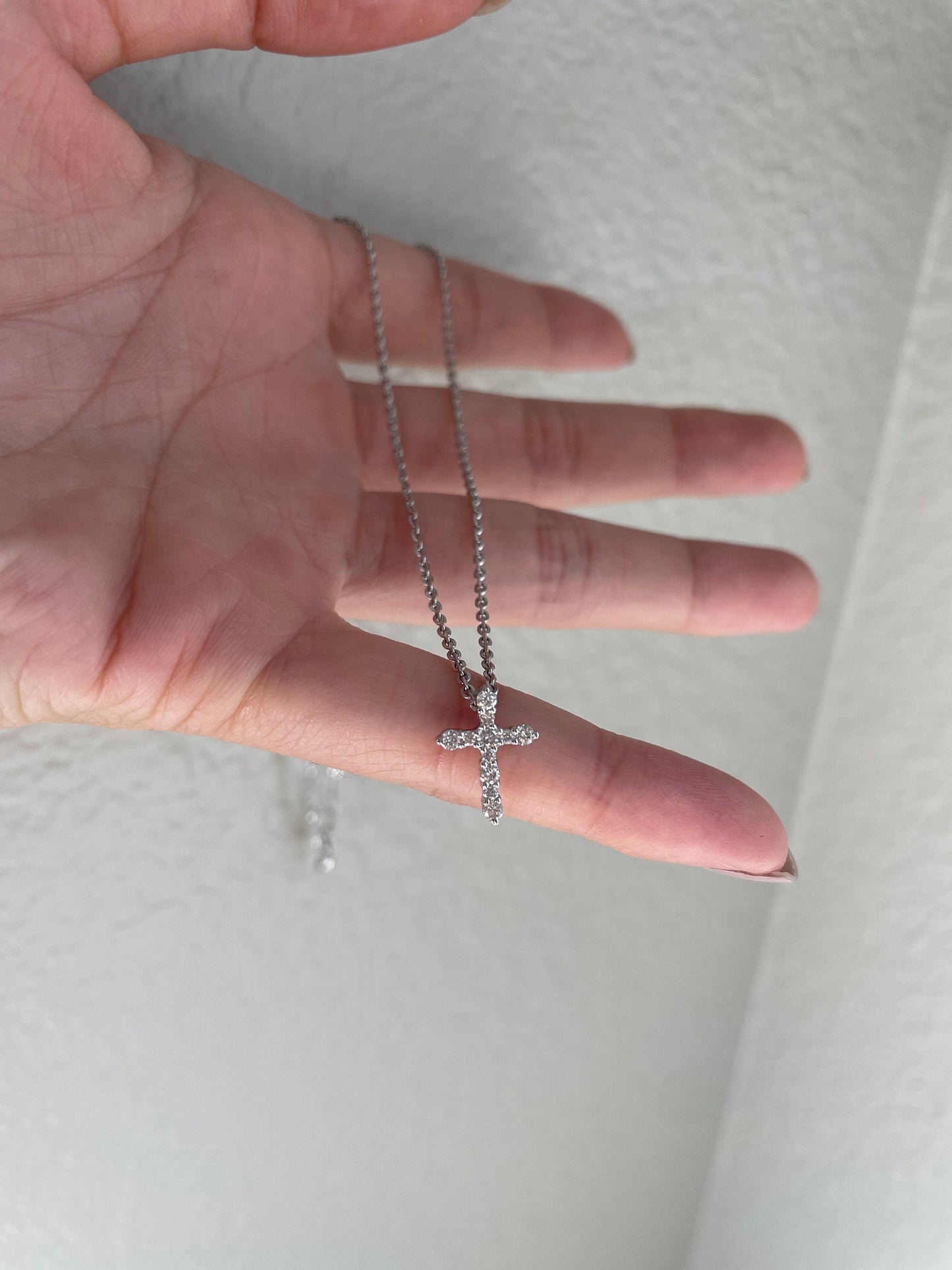 14K Solid Gold Diamond Cross Pendant