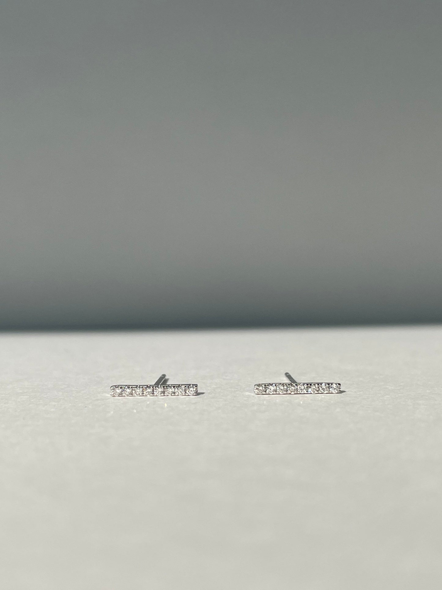 14K Solid Gold Bar Diamond Studs