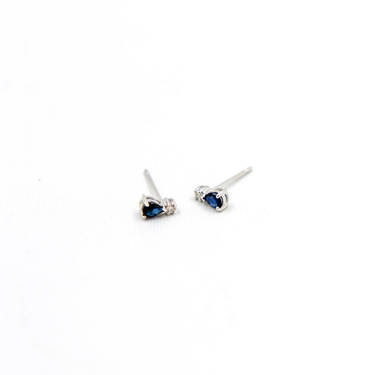 14K Solid Gold Sapphire Diamond Studs