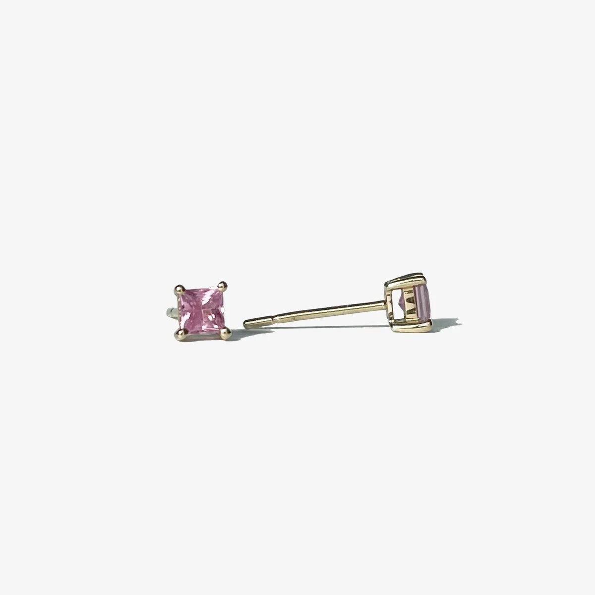 14K Solid Gold Genuine Pink Sapphire Studs