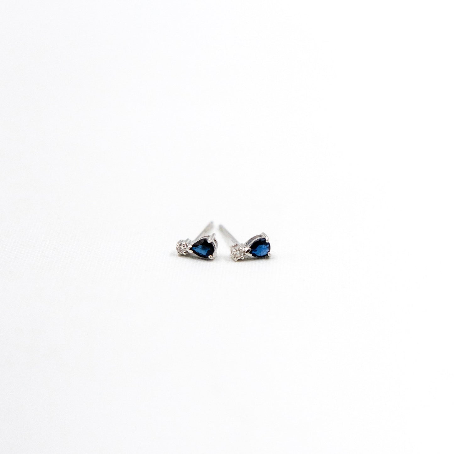 14K Solid Gold Sapphire Diamond Studs
