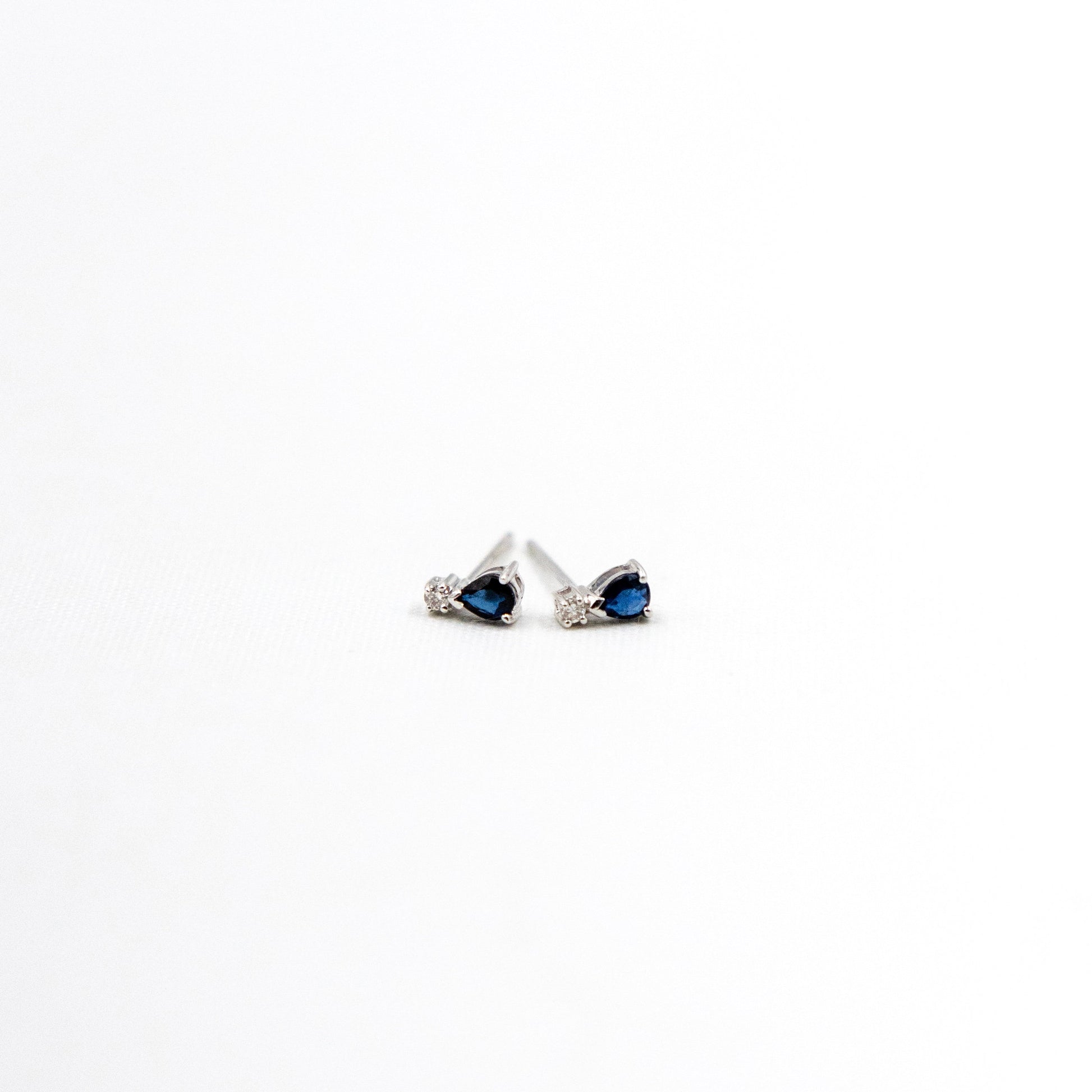 14K Solid Gold Sapphire Diamond Studs