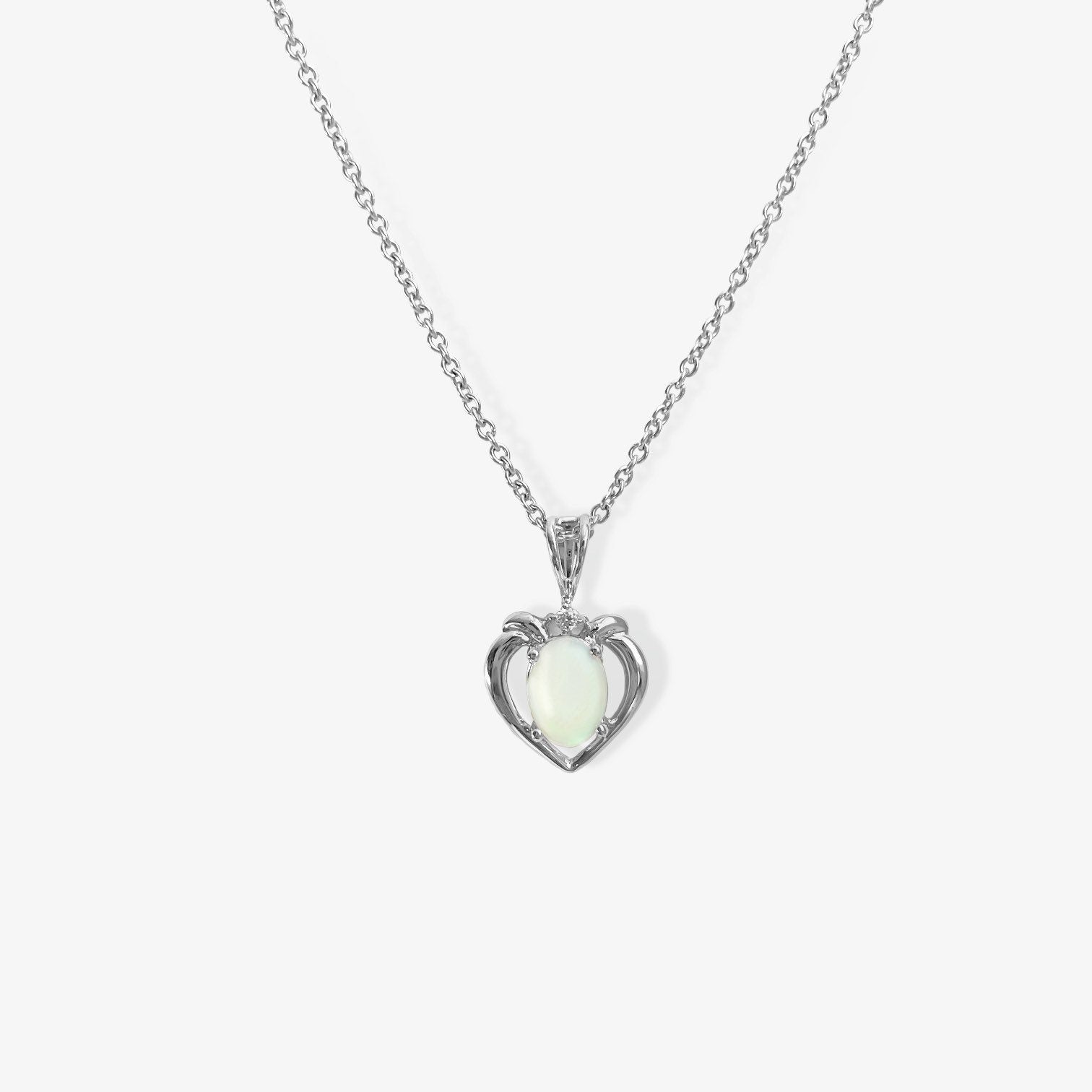 14K Solid Gold Opal Heart Pendant