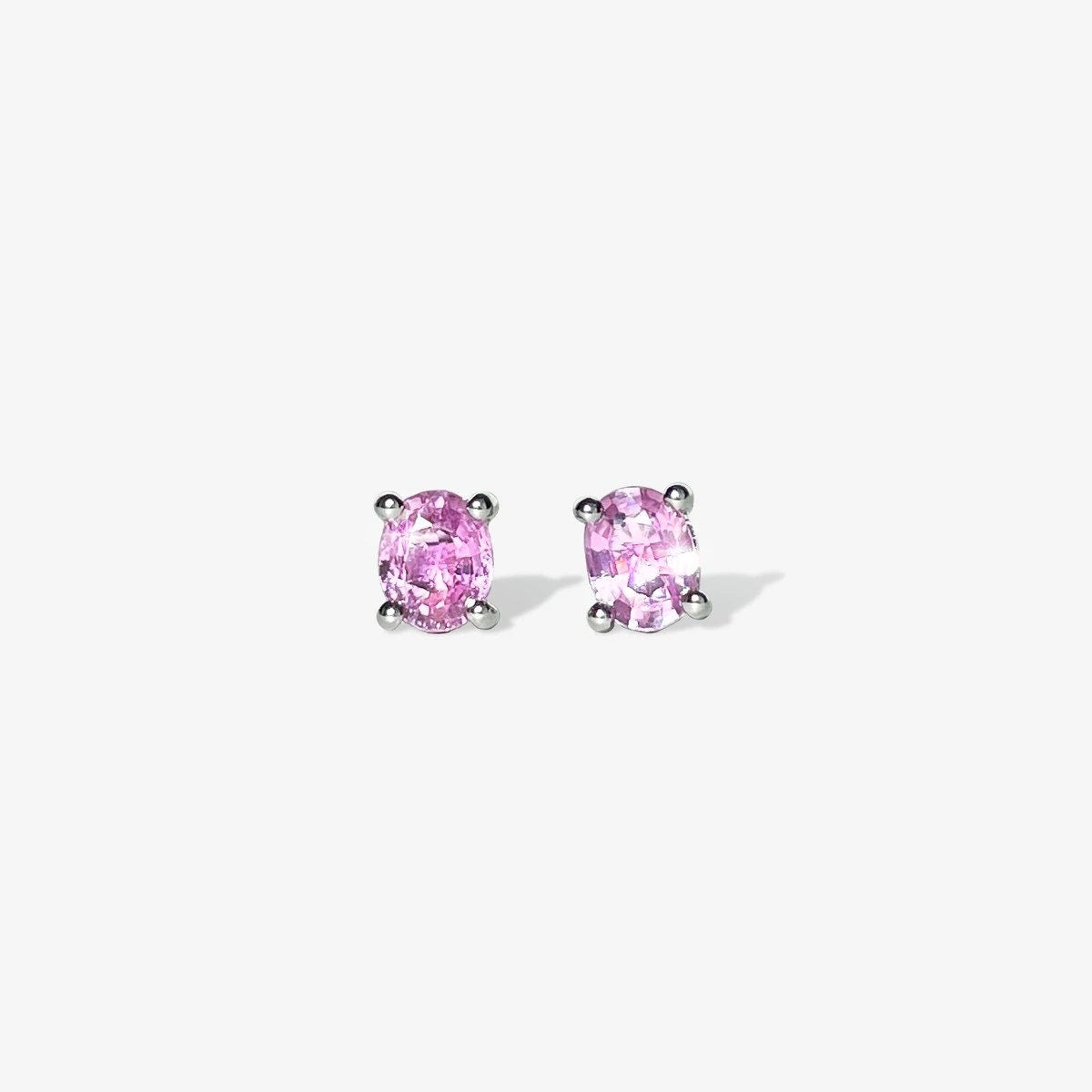 14K Solid Gold Natural Pink Sapphire Studs