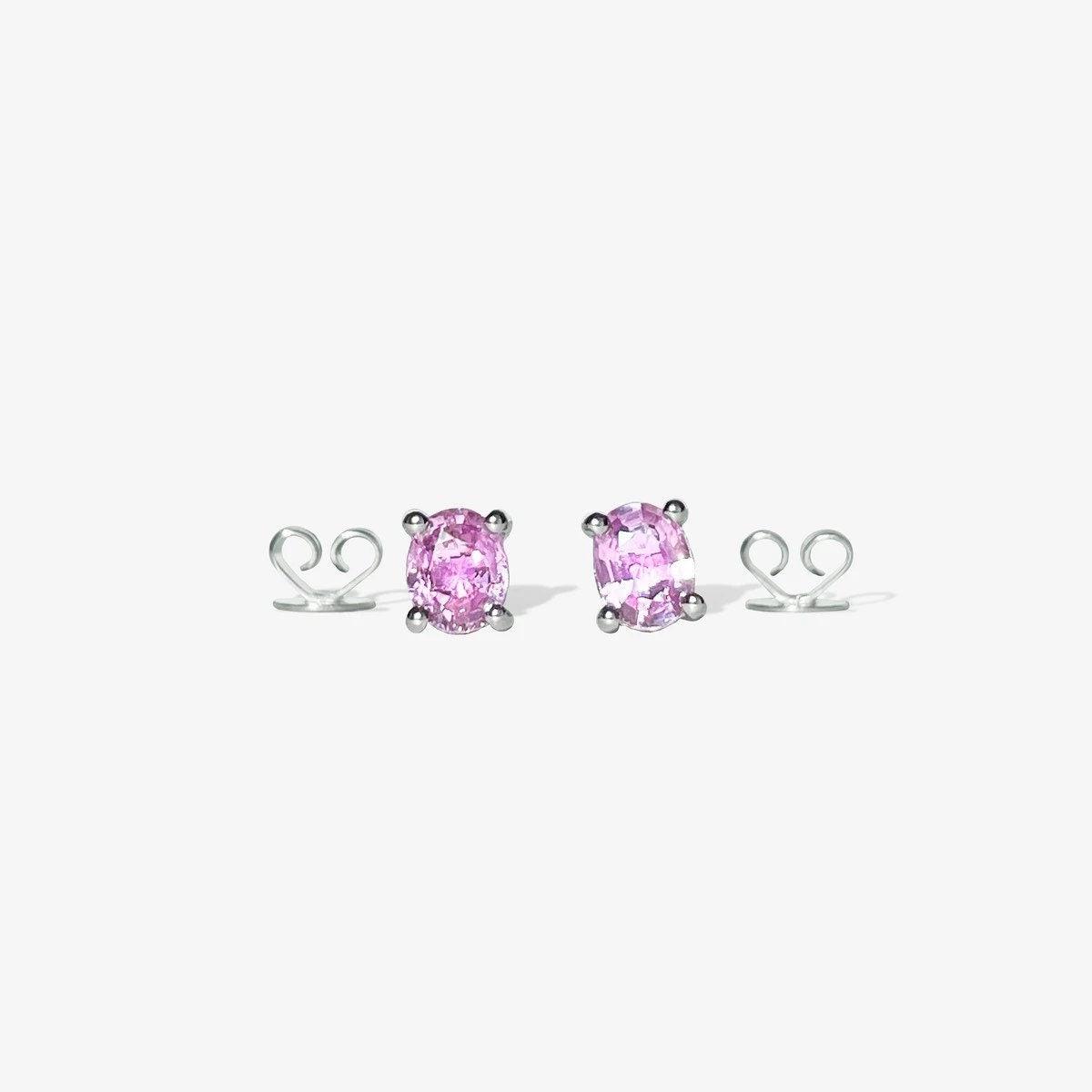 14K Solid Gold Natural Pink Sapphire Studs