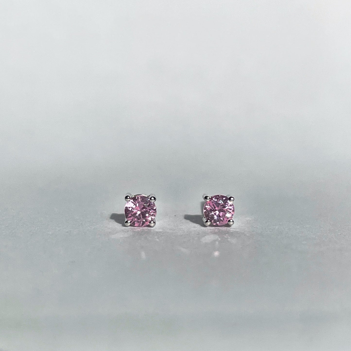 14K Solid Gold Genuine Pink Sapphire Studs