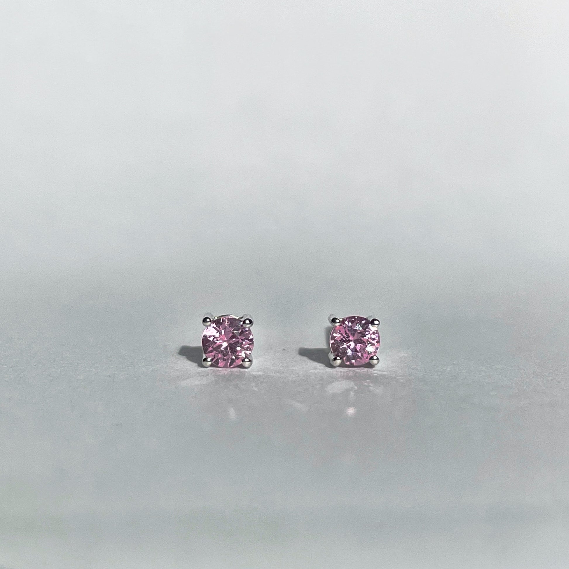14K Solid Gold Genuine Pink Sapphire Studs