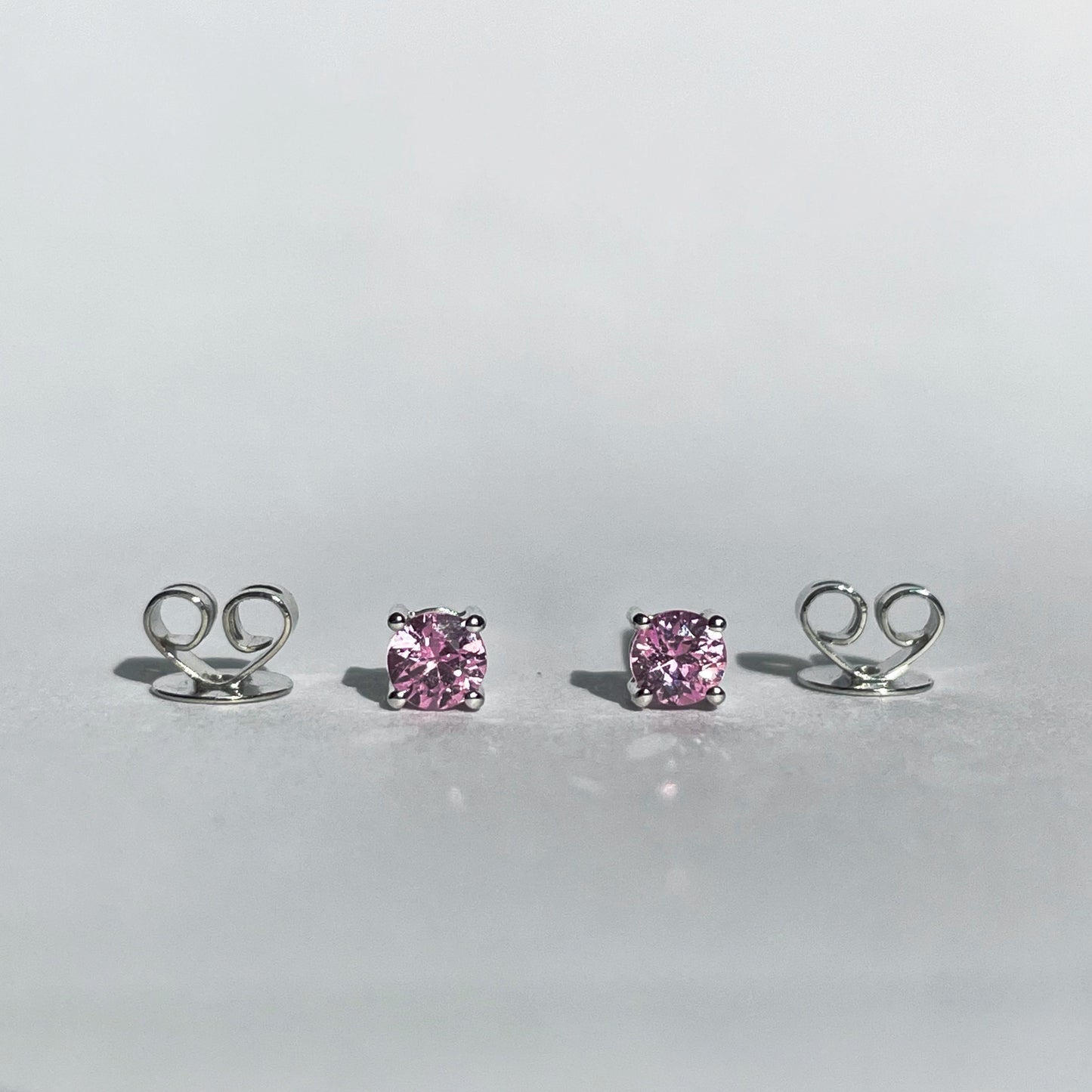 14K Solid Gold Genuine Pink Sapphire Studs