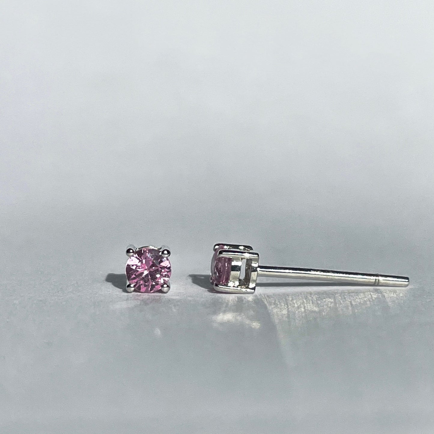 14K Solid Gold Genuine Pink Sapphire Studs