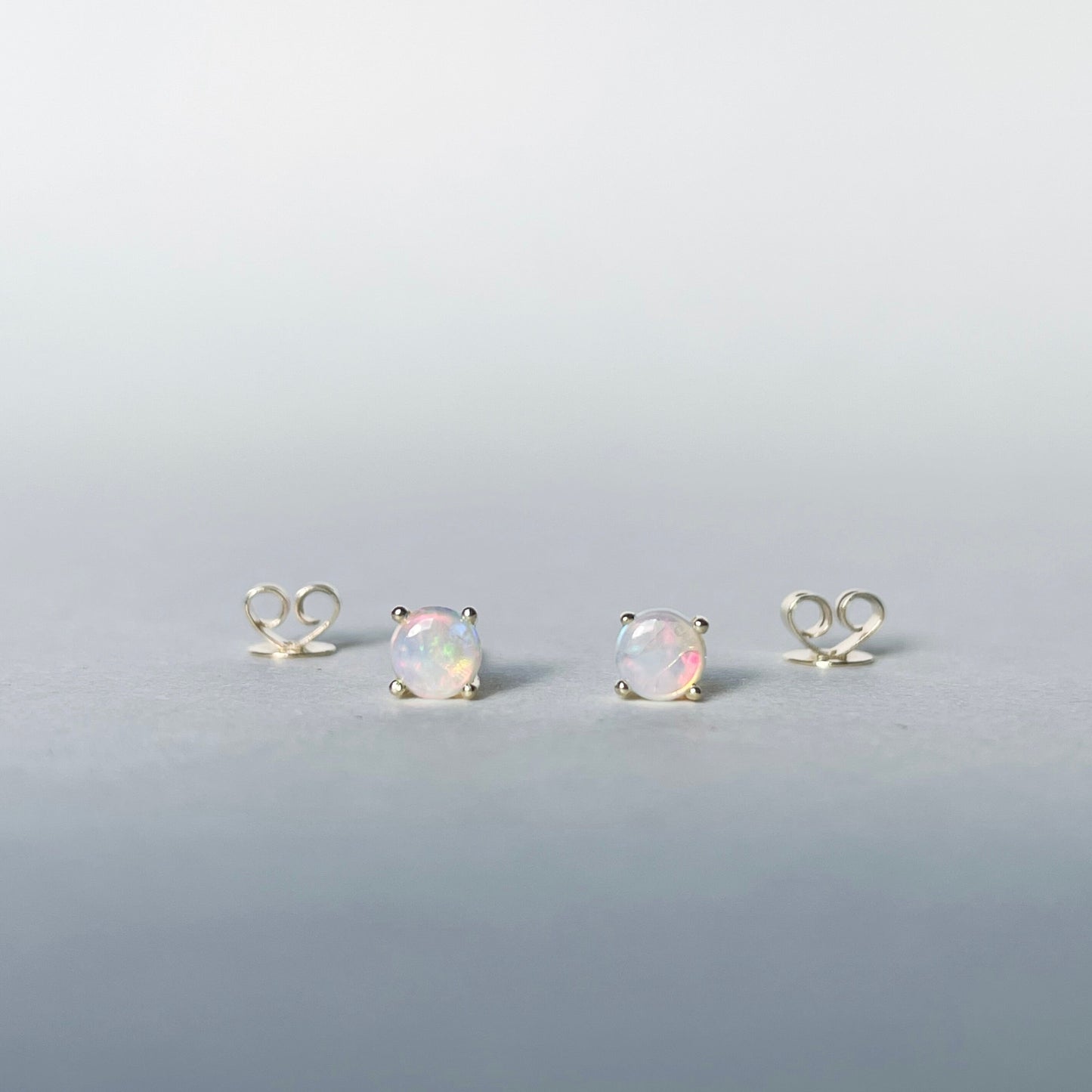 14K Solid Gold 4mm Natural Opal Studs