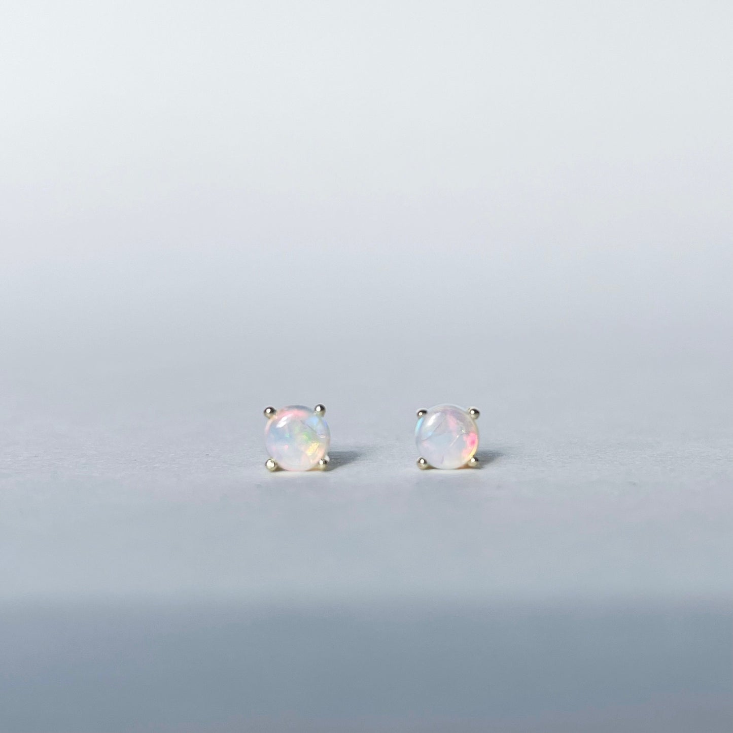14K Solid Gold 4mm Natural Opal Studs