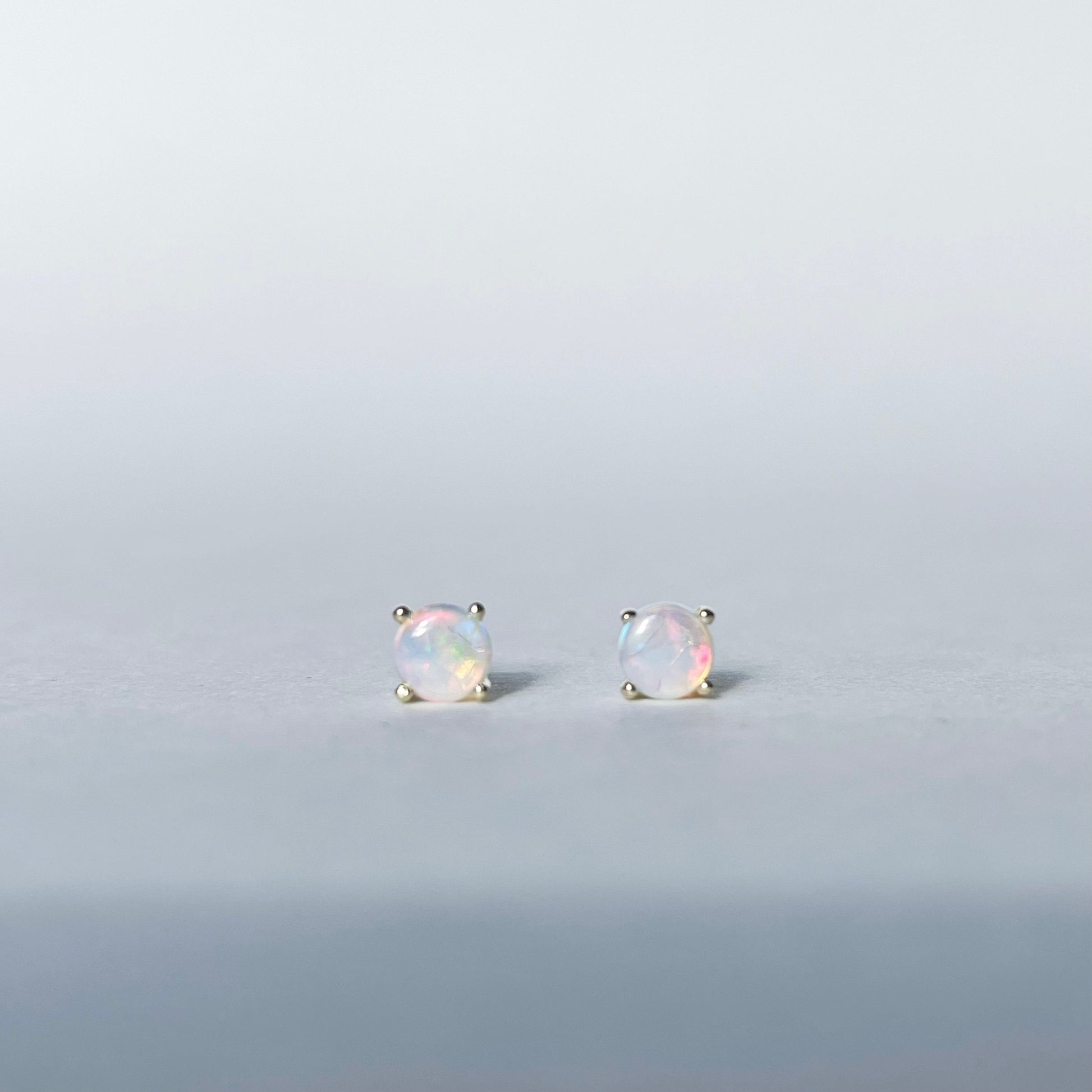 14K Solid Gold 4mm Natural Opal Studs
