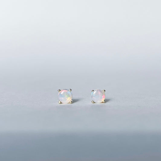 14K Solid Gold 4mm Natural Opal Studs