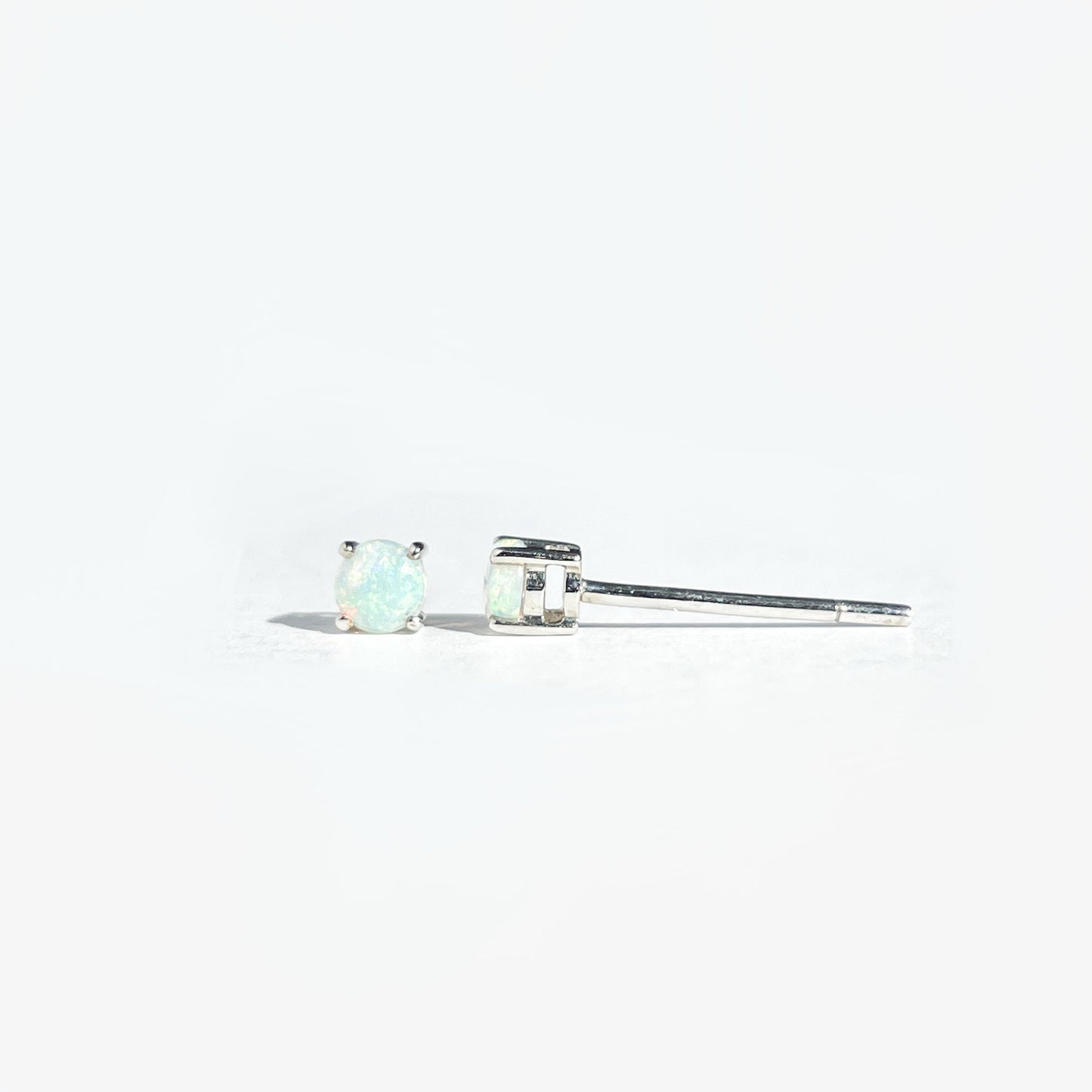 14K Solid Gold Genuine 3mm Round Opal Studs