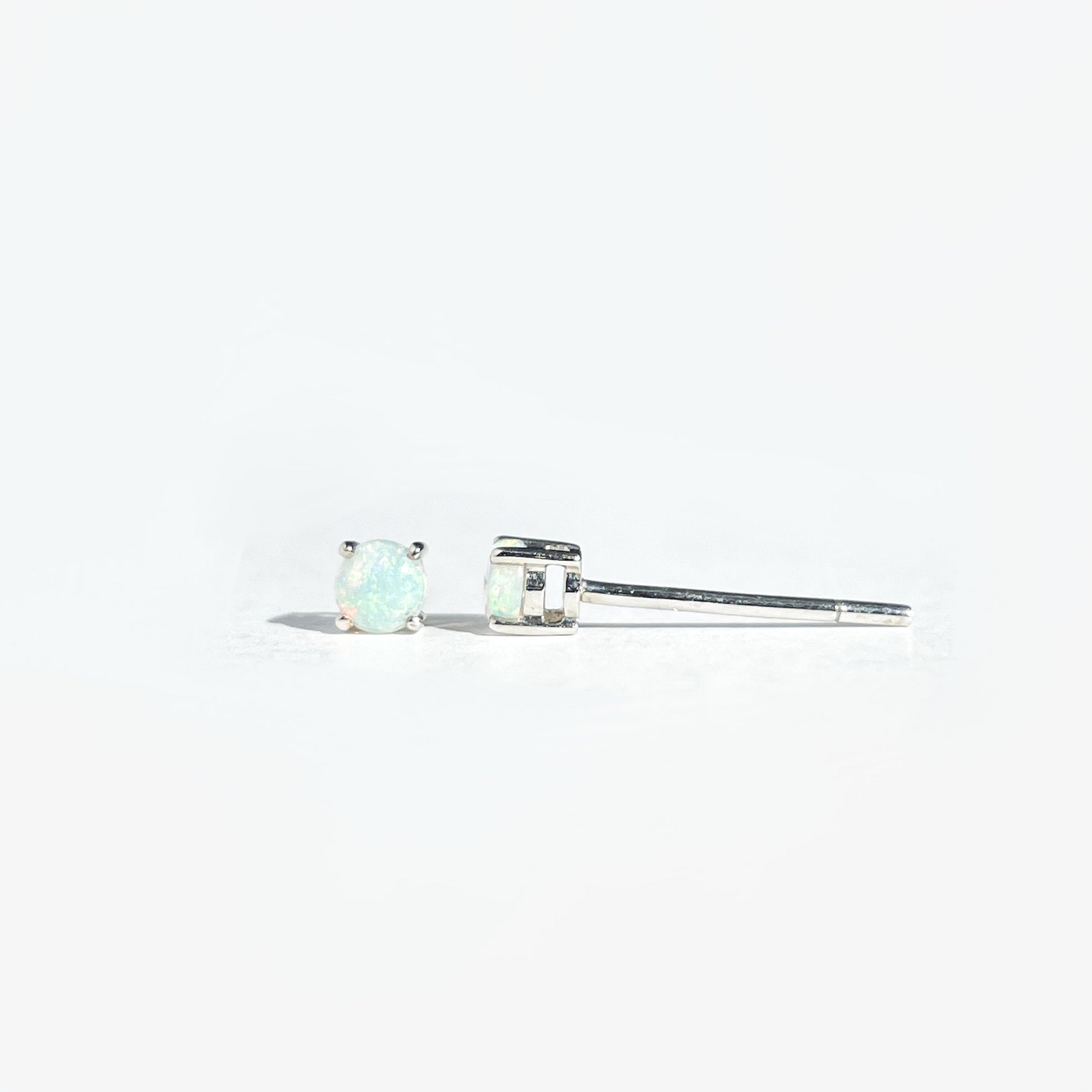 14K Solid Gold Genuine 3mm Round Opal Studs