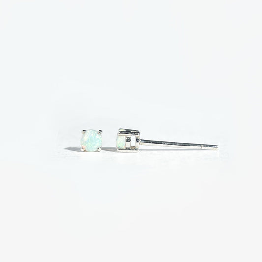 14K Solid Gold Genuine 3mm Round Opal Studs