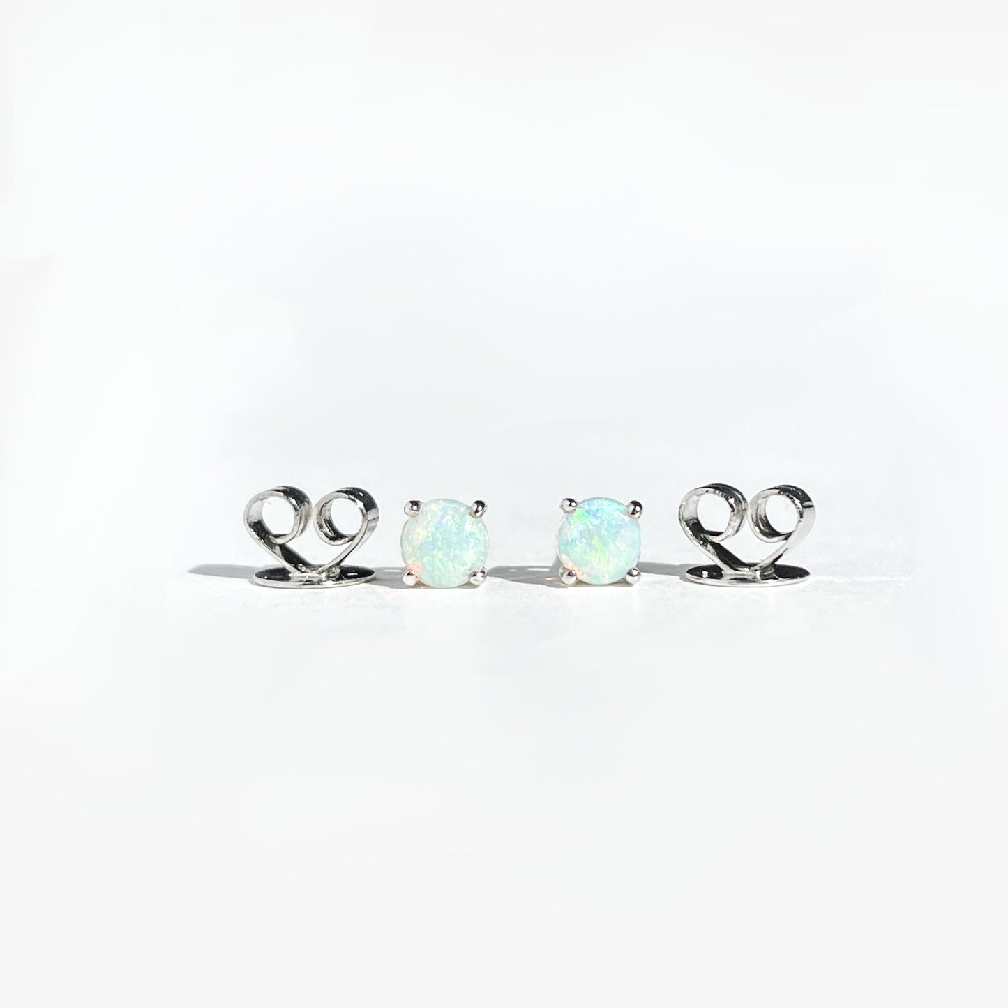 14K Solid Gold Genuine 3mm Round Opal Studs