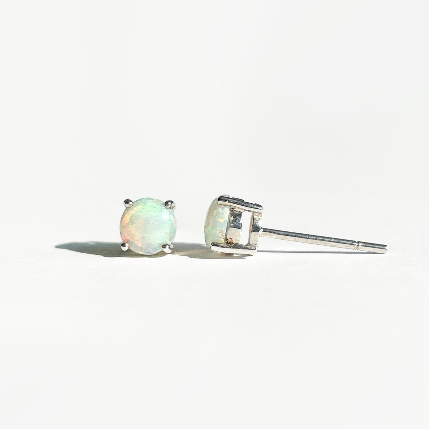 14K Solid Gold 4mm Australian Genuine Opal Studs