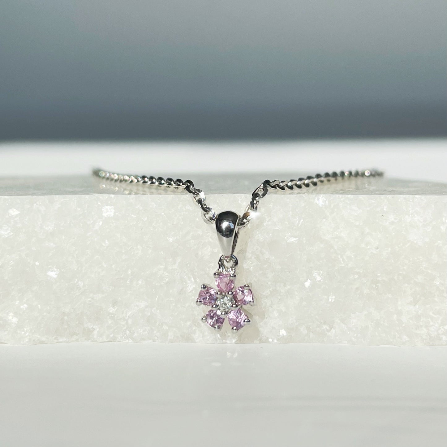 14K Solid Gold Genuine Pink Sapphire Pendant