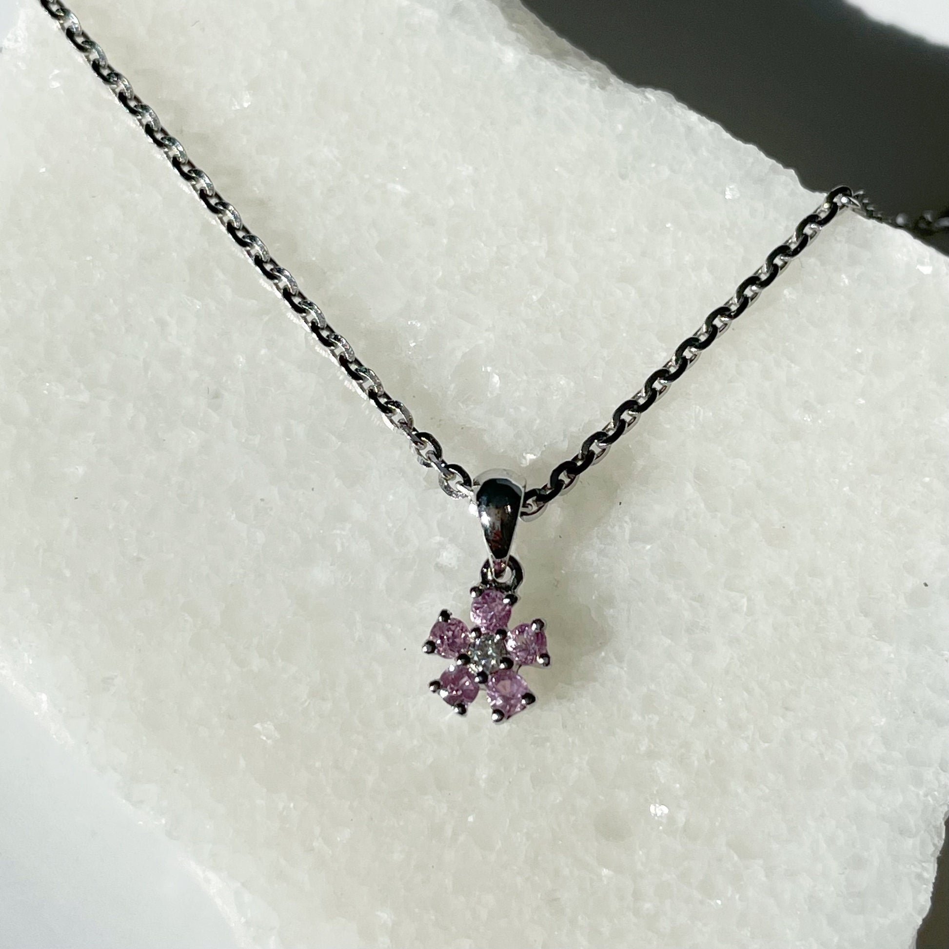 14K Solid Gold Genuine Pink Sapphire Pendant