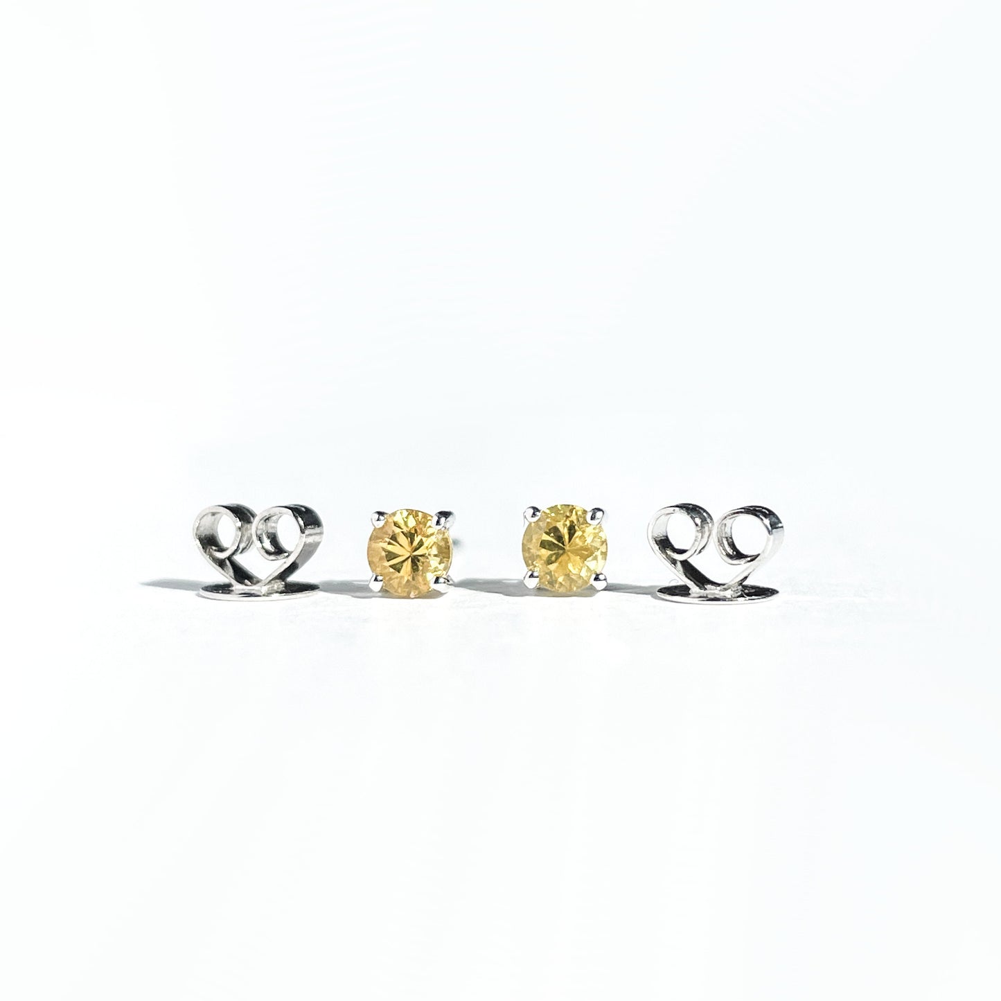 14K Solid Gold Genuine 3mm Yellow Sapphire Studs/Pair