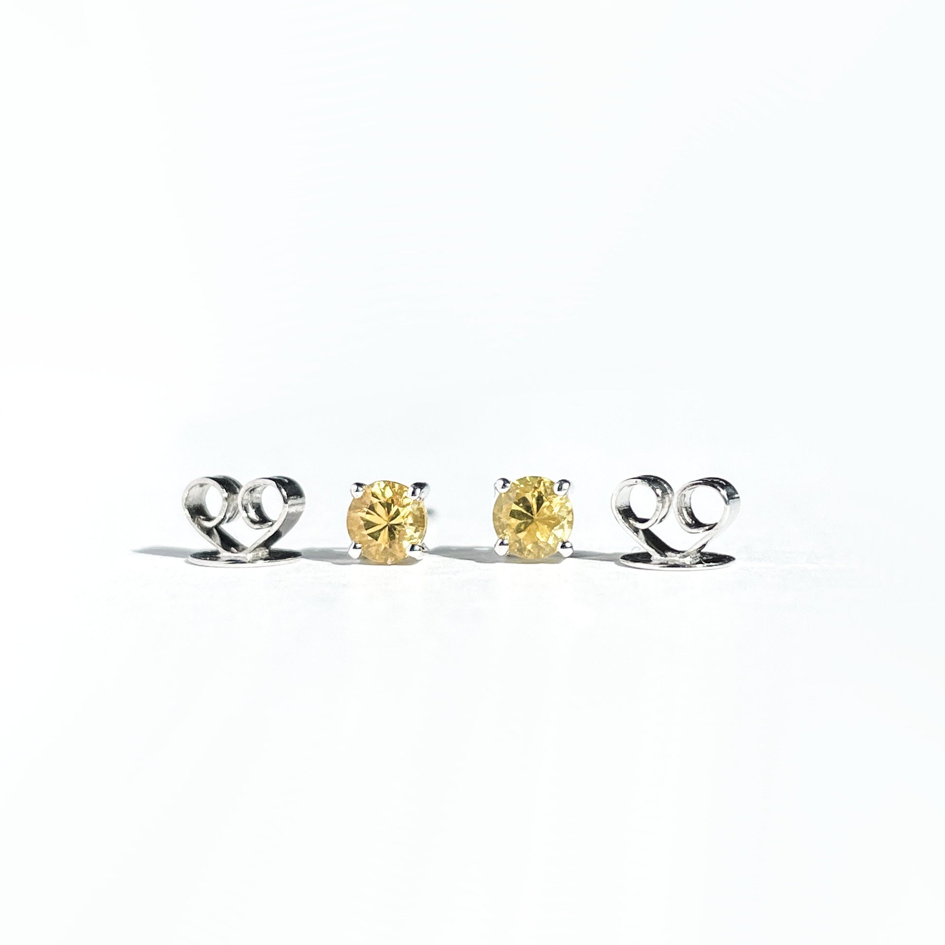 14K Solid Gold Genuine 3mm Yellow Sapphire Studs/Pair