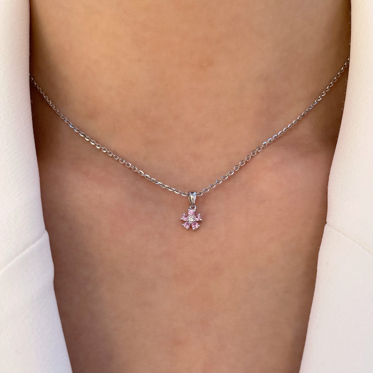 14K Solid Gold Genuine Pink Sapphire Pendant