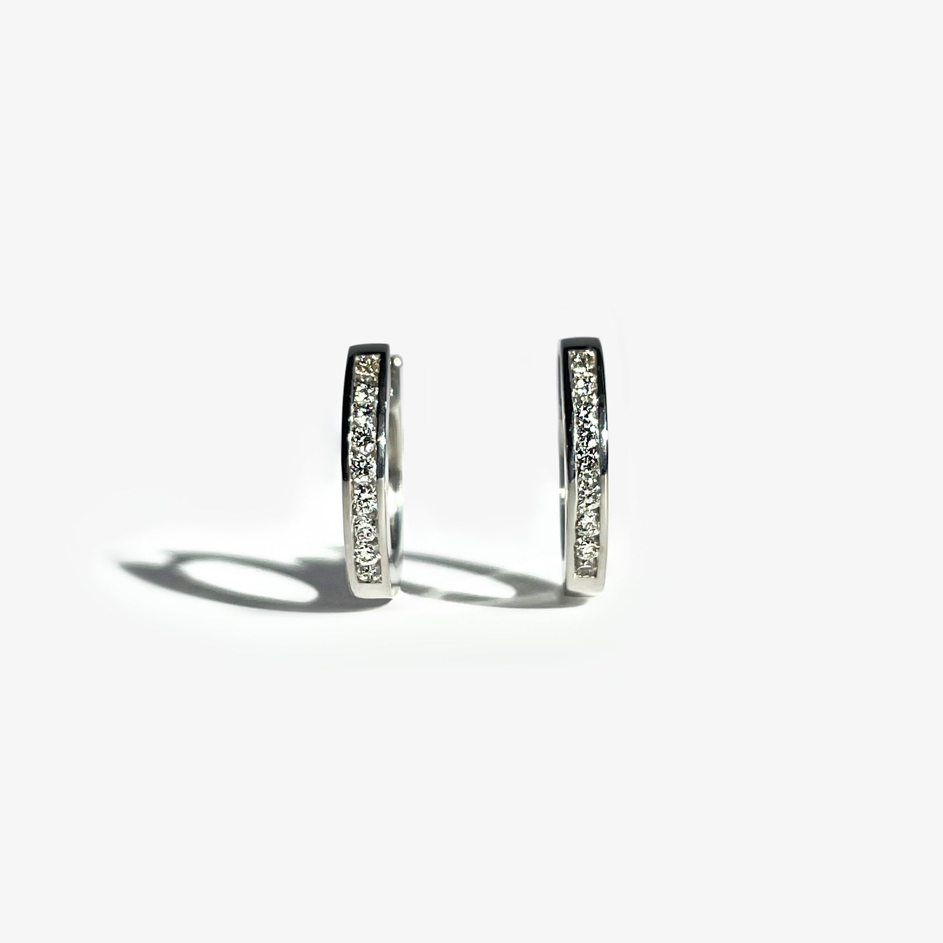 14K Solid Gold Genuine Diamond Hoops/Pair