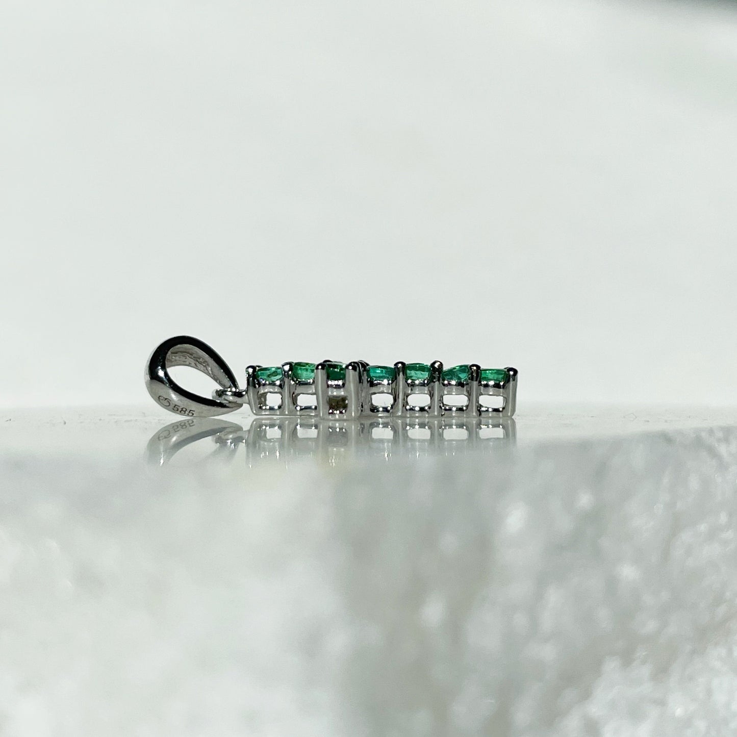 14K Solid Gold Genuine Emerald Cross Pendant