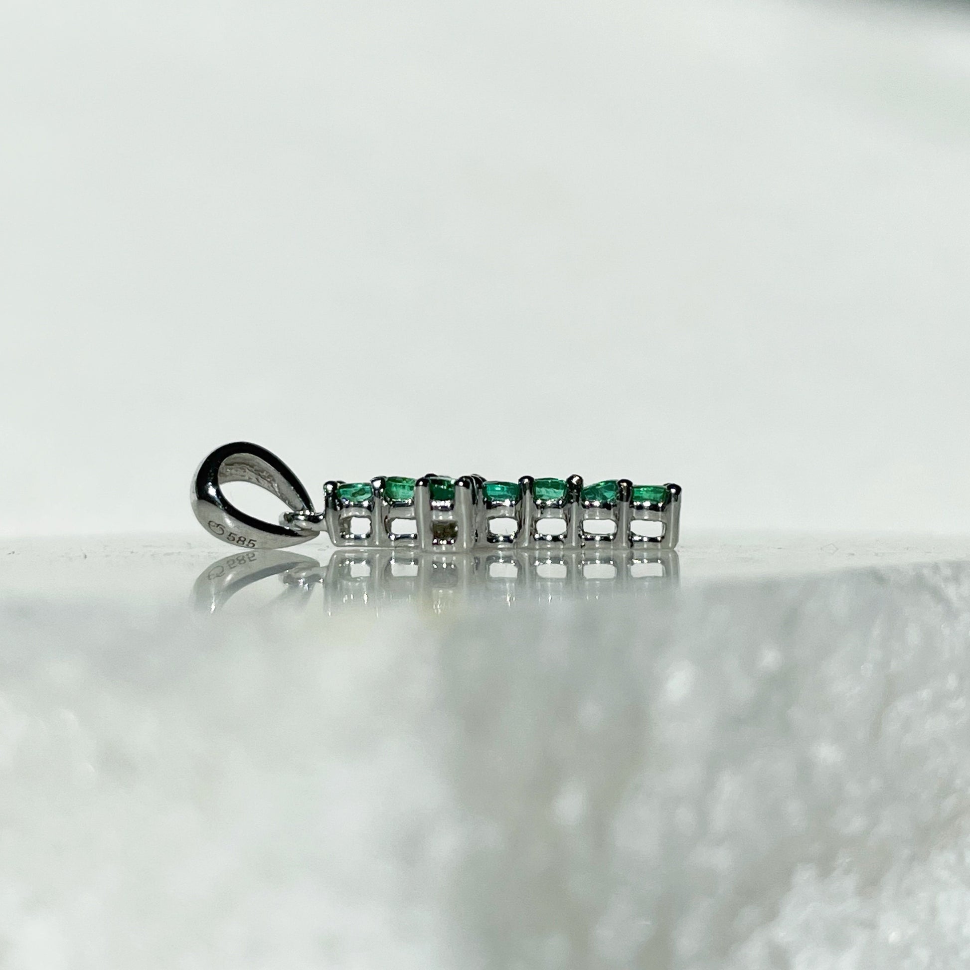 14K Solid Gold Genuine Emerald Cross Pendant