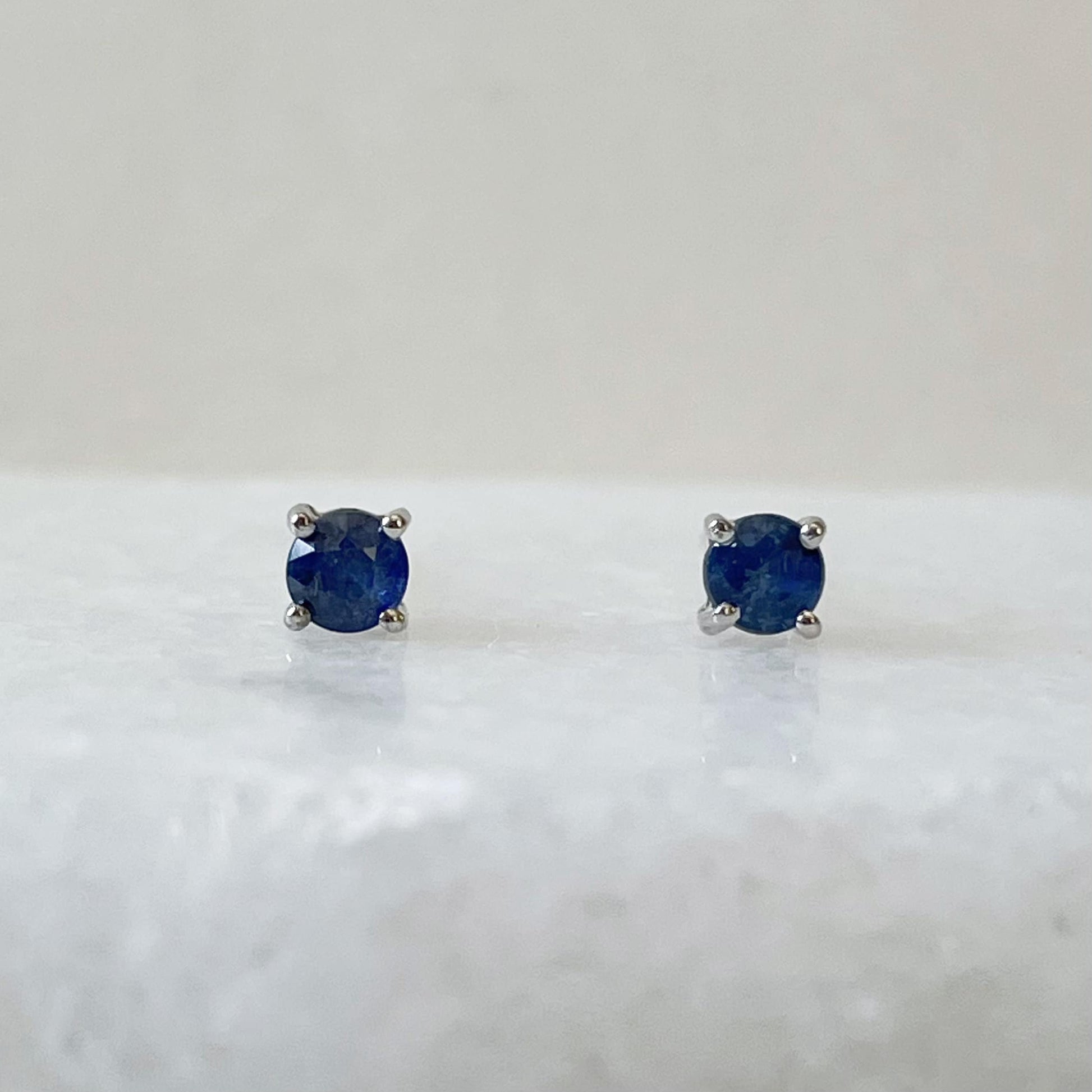 14K Solid Gold Genuine 3mm Sapphire Studs
