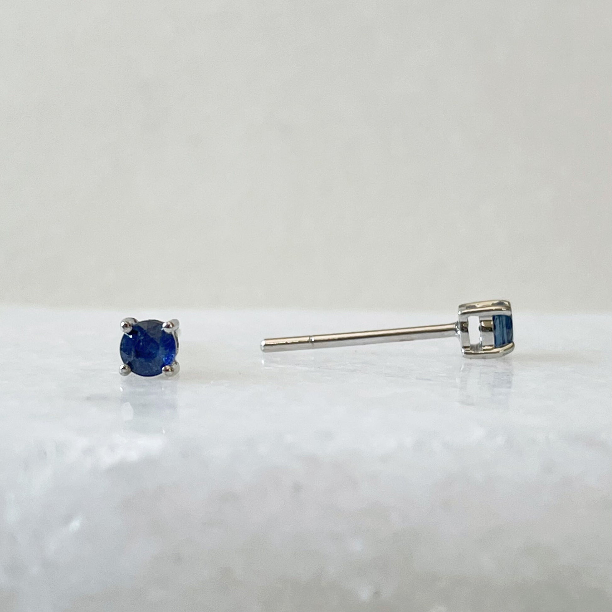 14K Solid Gold Genuine 3mm Sapphire Studs