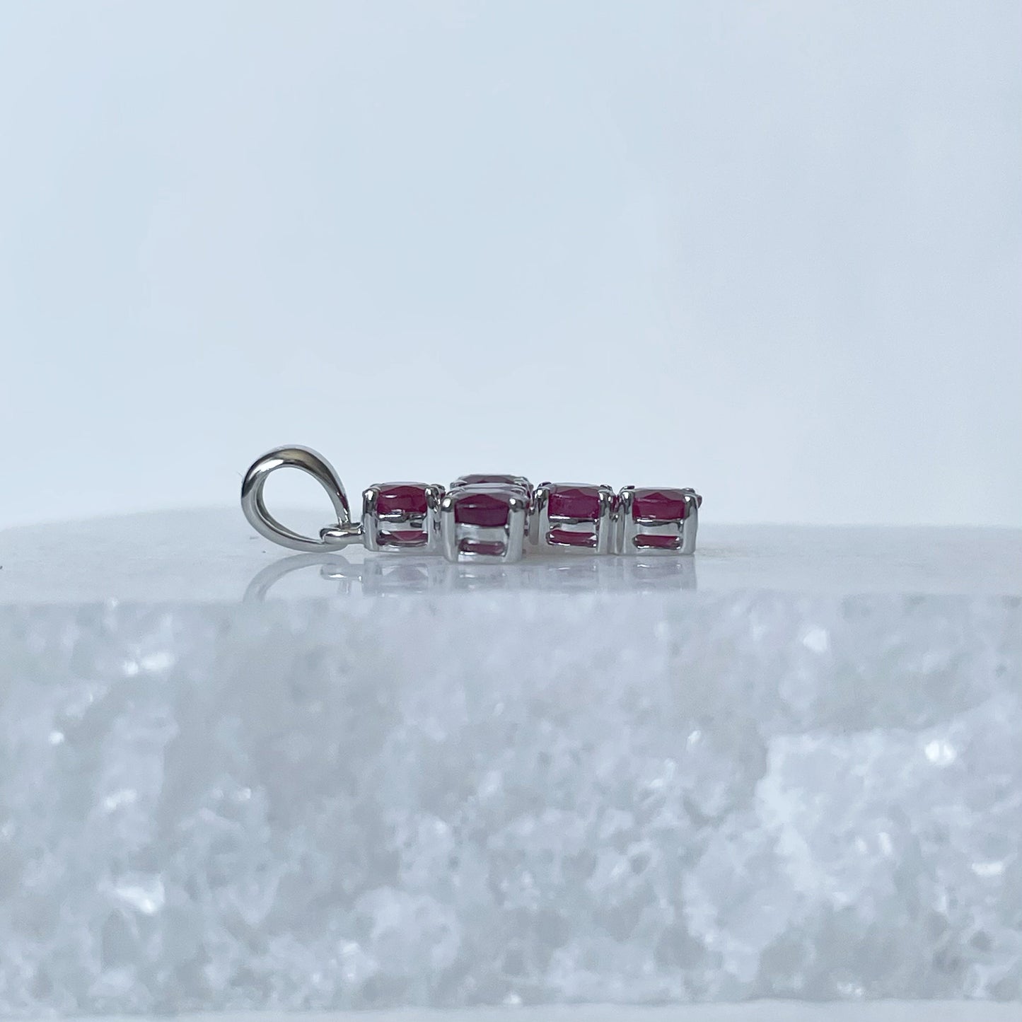 14K Solid Gold Genuine Round Ruby Cross Pendant