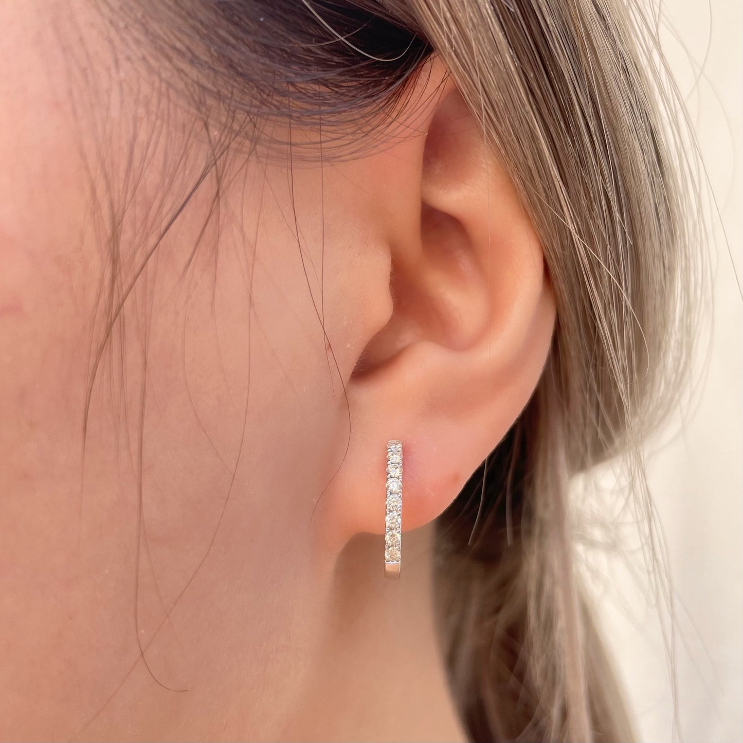 14K Solid Gold Diamond Hoop Earrings | Natural Diamond Hoops | Genuine Diamond Huggie Earrings | Everyday Luxury Gift for Her