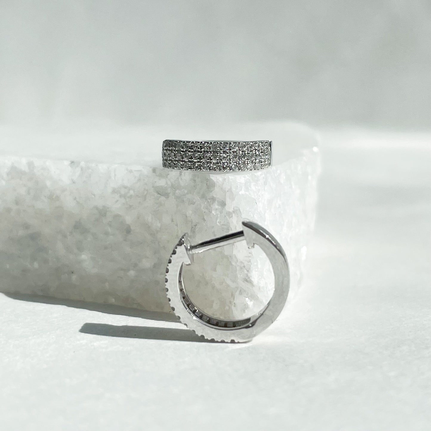 14K Solid Gold Genuine Bold Diamond Hoops/Pair